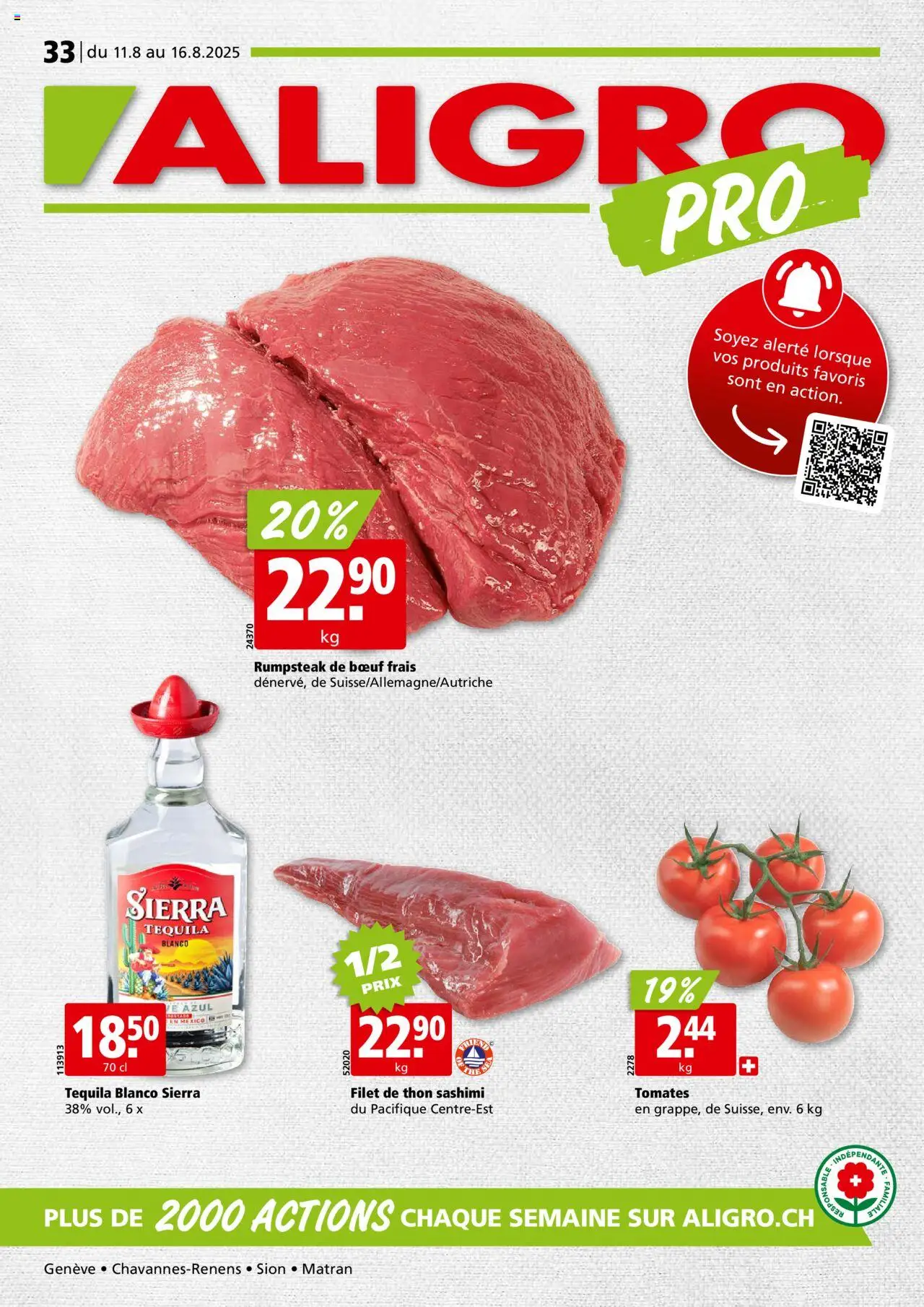 Aligro Aktionen Chavannes, Matran, Genève, Sion ab 11.08.2025 | Seite: 1