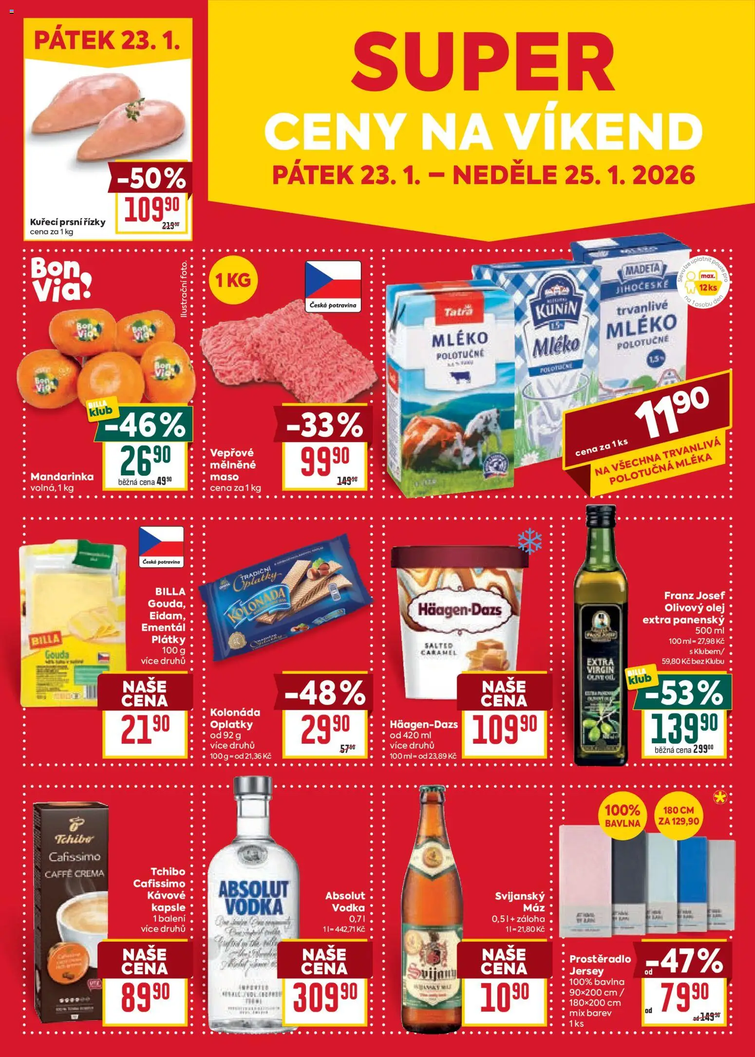 Billa Velký leták od 21.01.2026 | Strana: 35 | Produkty: Gouda, Mléko, Vodka, Caffè crema
