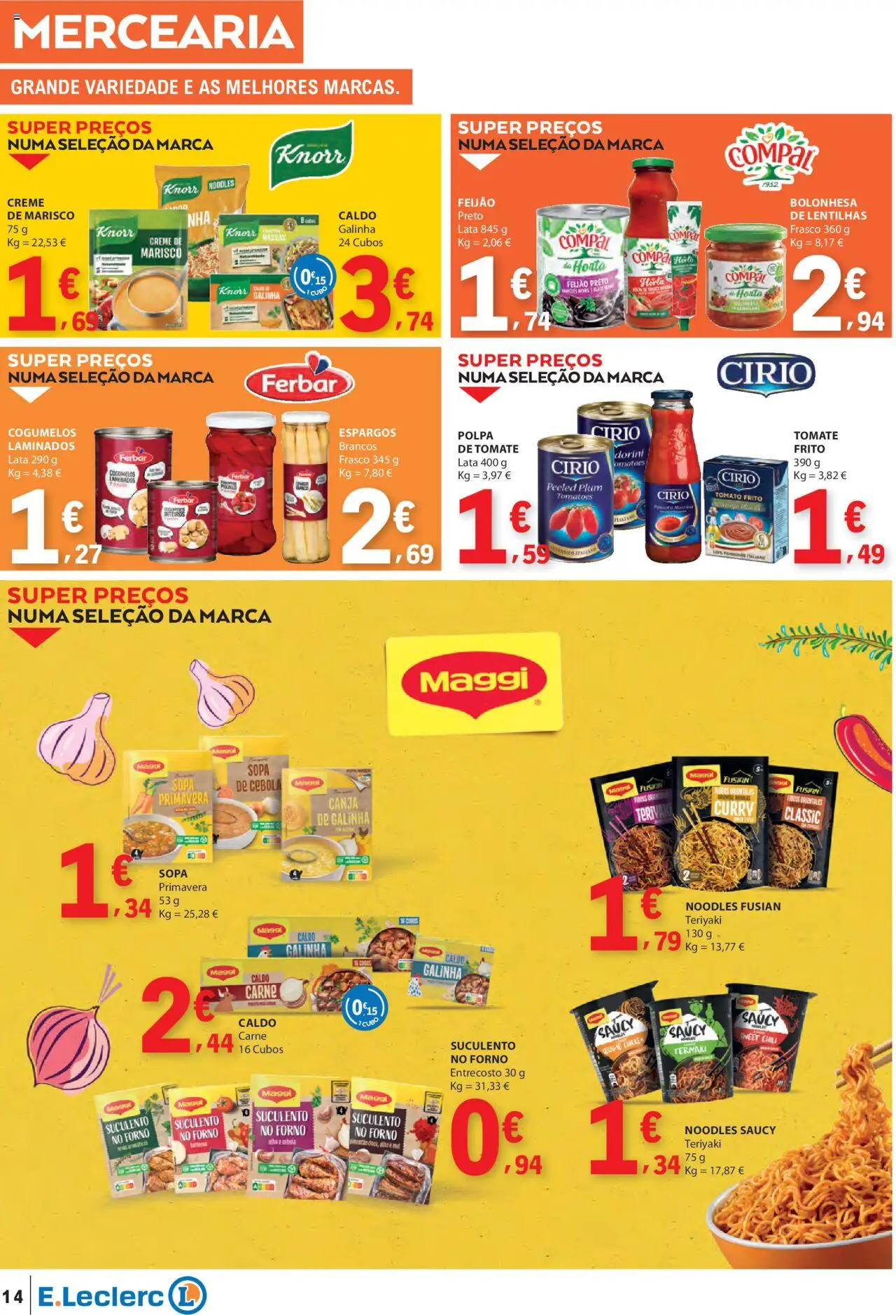 E.Leclerc folheto │ válido de 16.10.2025 | Página: 14 | Produtos: Espargos, Tomate, Cogumelos, Creme