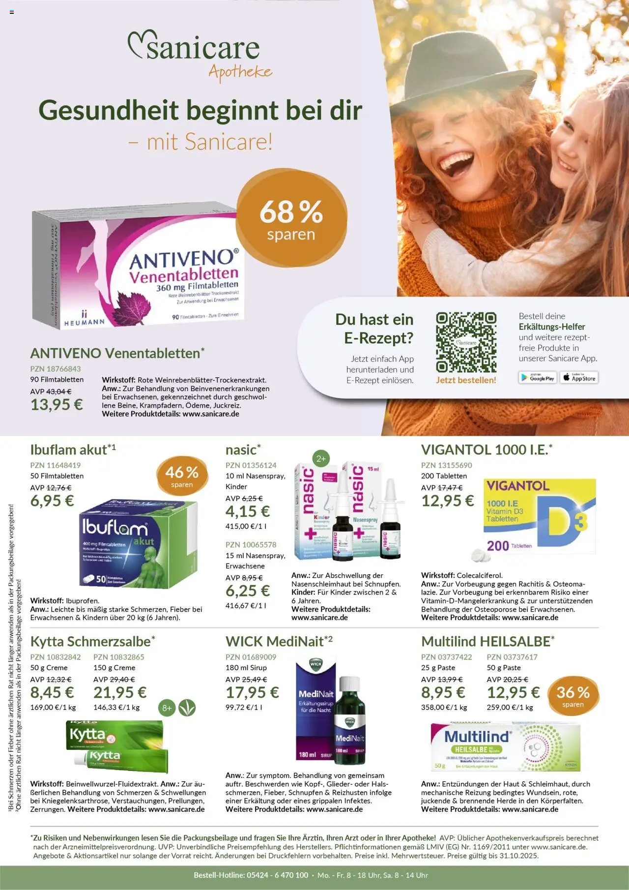 Sanicare Prospekt Herbst – gültig ab 11.09.2025 | Seite: 1 | Produkte: Sirup, Creme, Uhr