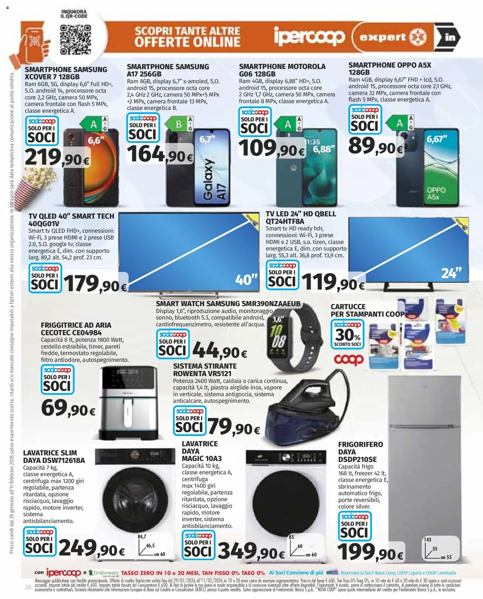 Volantino Ipercoop del 29.01.2026 | Pagina: 38 | Prodotti: Smartphone samsung, Centrifuga, Lavatrice, USB