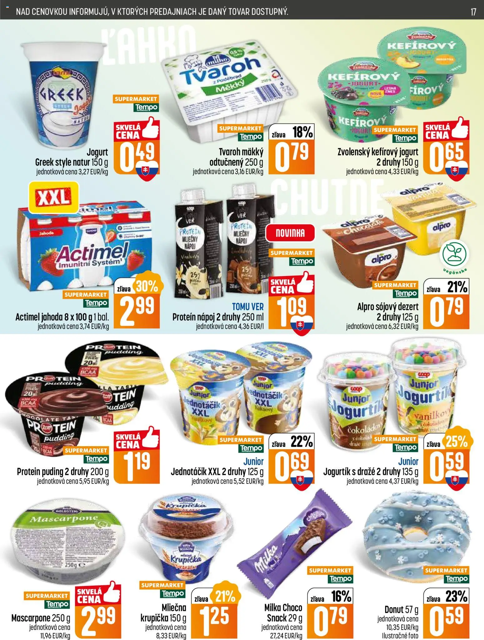 Nové COOP Jednota akcie – leták je platný od 15.01.2026 | Strana: 17 | Produkty: Jogurt, Donut, Tvaroh, Actimel