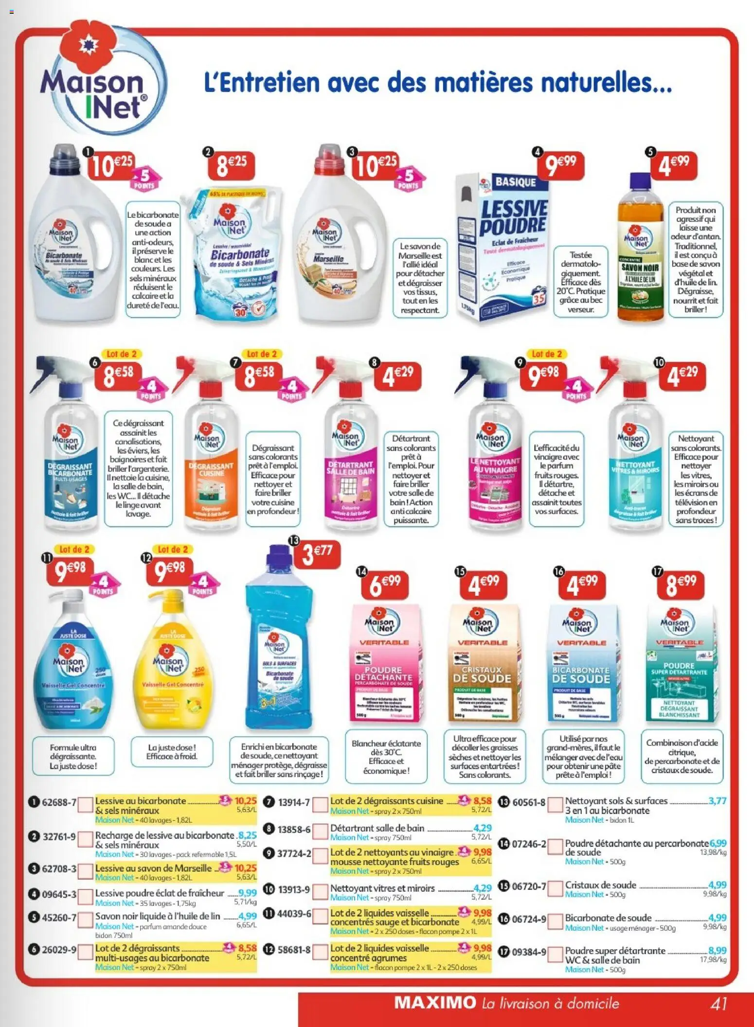 {H1} | Page: 41 | Produits: Amande, Télévision, Mousse, Vinaigre