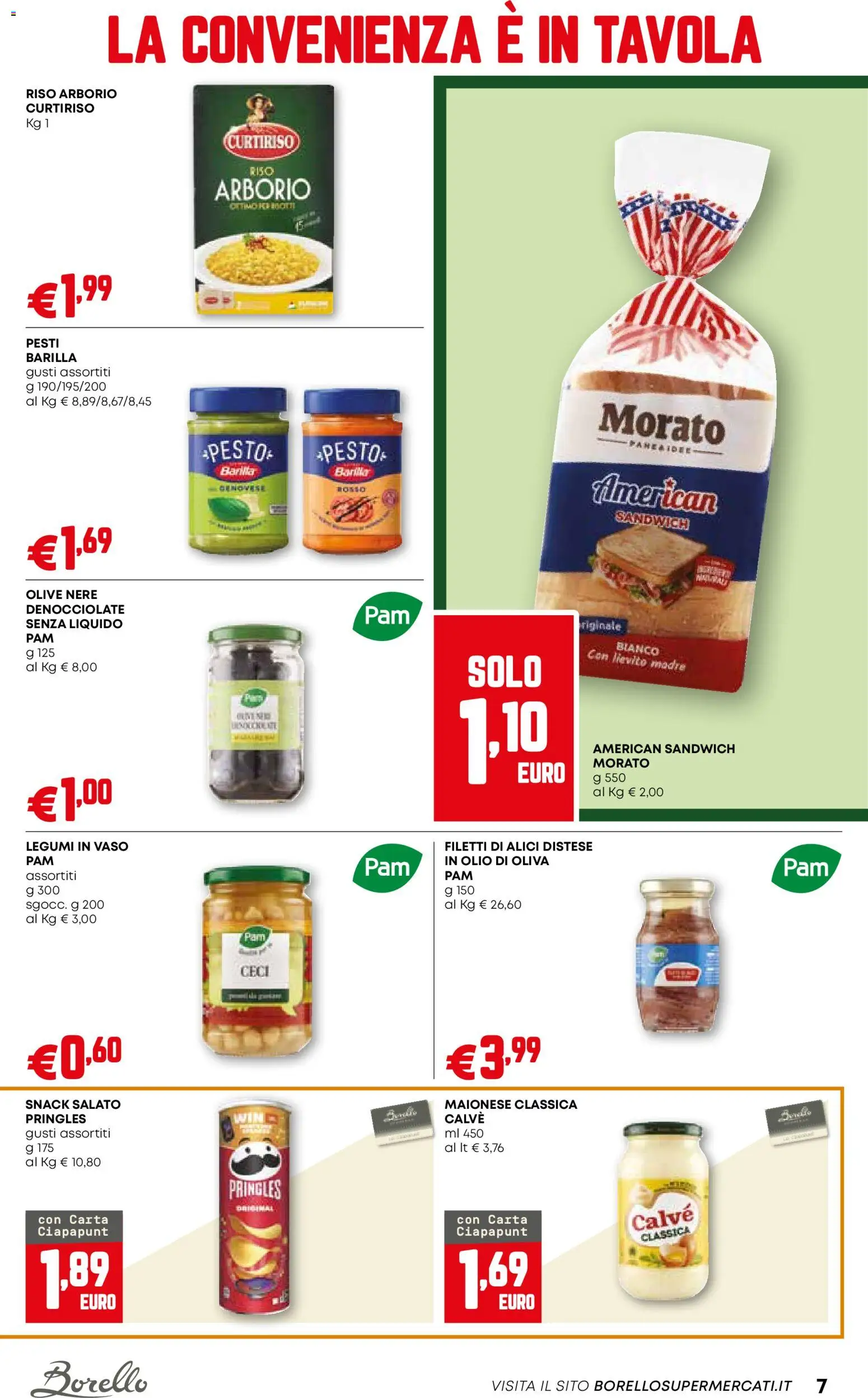 Volantino Borello Supermercati del 23.10.2025 | Pagina: 7 | Prodotti: Ceci, Olive, Alici, Vaso