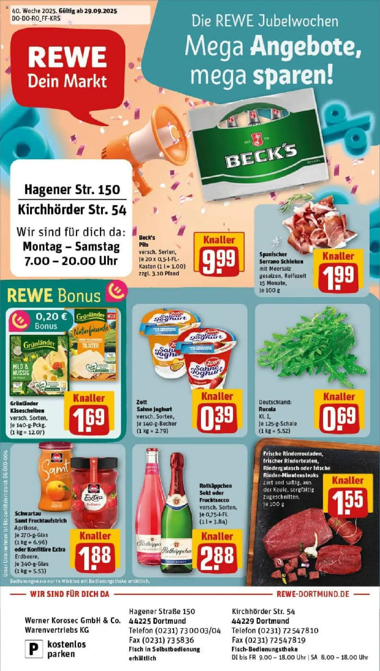 Rewe prospekt Dortmund	 – gültig ab 28.09.2025 | Seite: 1 | Produkte: Theke, Schwartau samt, Grunlander, Rotkäppchen