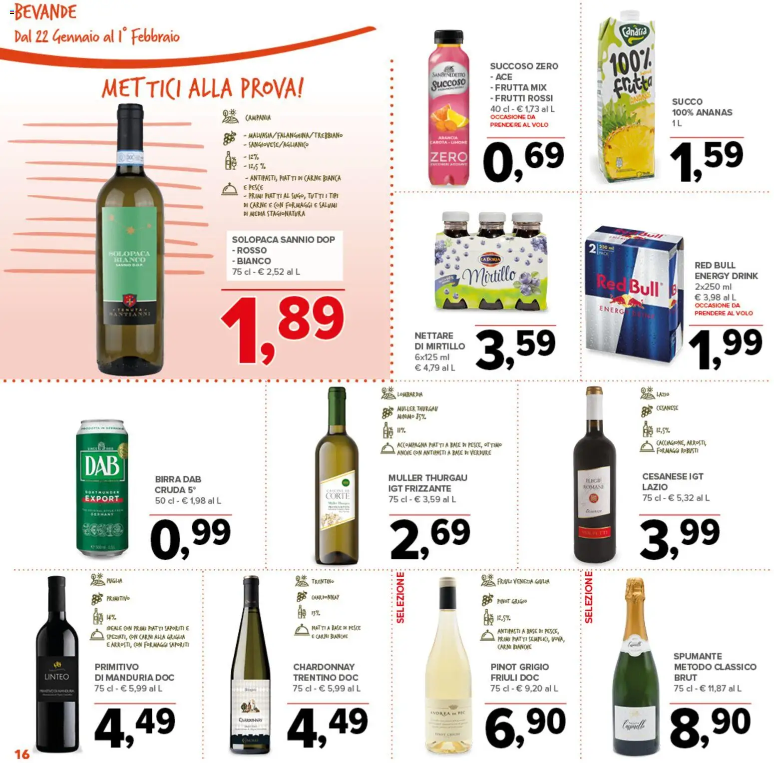 Volantino Todis del 22.01.2026 | Pagina: 16 | Prodotti: Succo, Pesce, Griglia, Red Bull