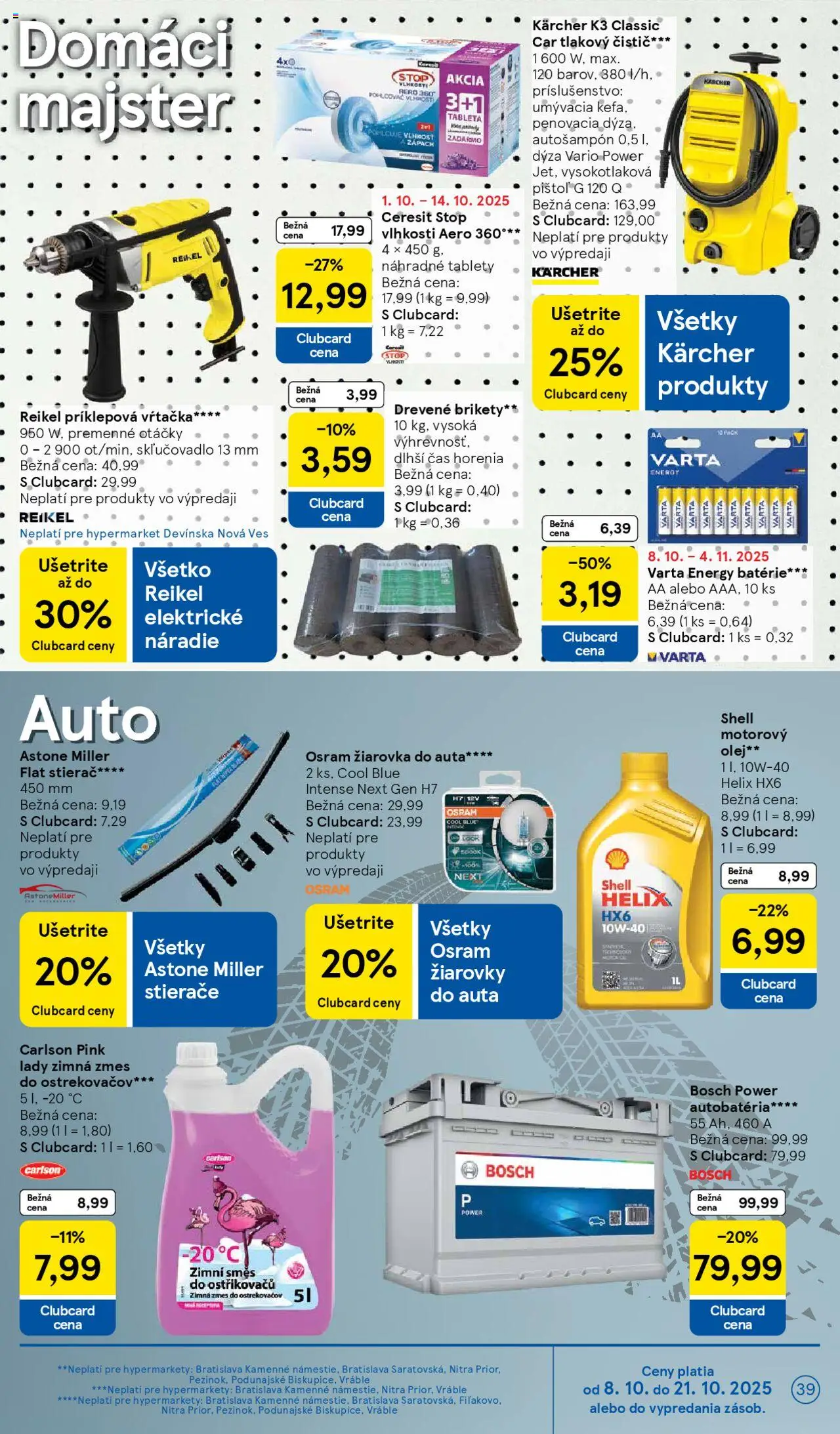 Nové Tesco akcie – leták je platný od 08.10.2025 | Strana: 39 | Produkty: Žiarovka, Žiarovky, Príklepová vŕtačka, Náradie