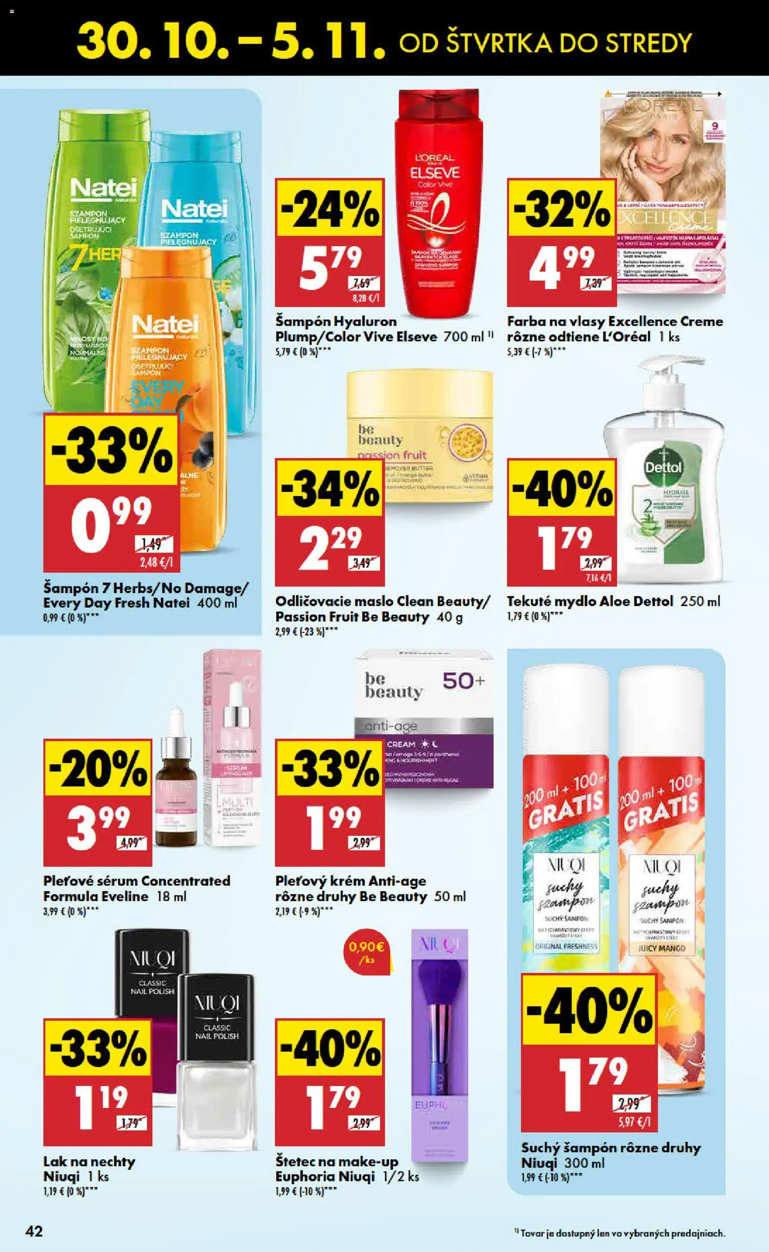 Nové Biedronka akcie – leták je platný od 30.10.2025 | Strana: 42 | Produkty: Farba na vlasy, Krém, Mango, Dettol