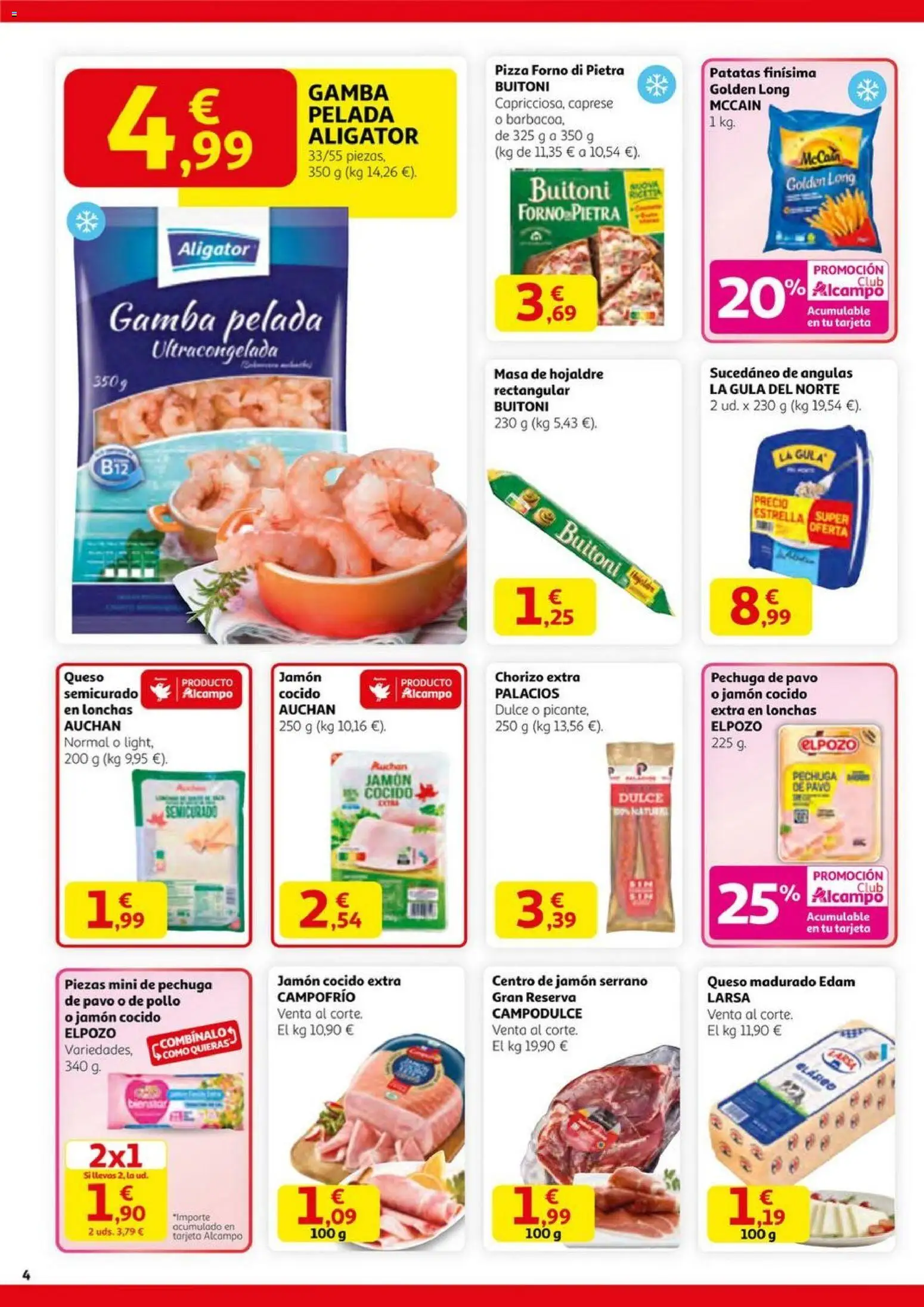 Alcampo - SM Nacional │ válido desde el 06.11.2025 | Página: 4 | Productos: Queso, Jamón, Jamón cocido, Gamba