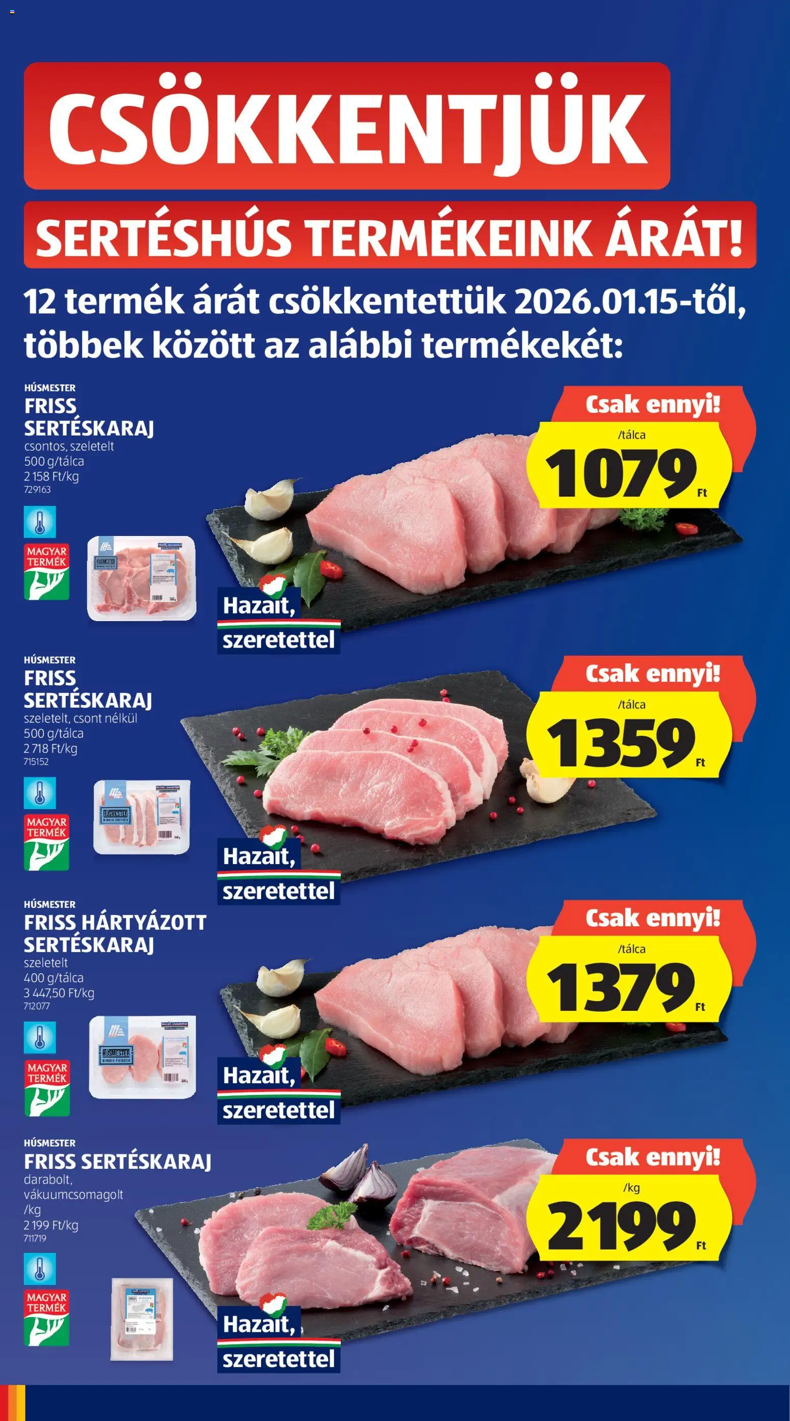 Aldi akciós ujság - amely érvényes a következő dátumtól: 22.01.2026 | Oldal: 4 | Termékek: Sertéskaraj, Sertéshús