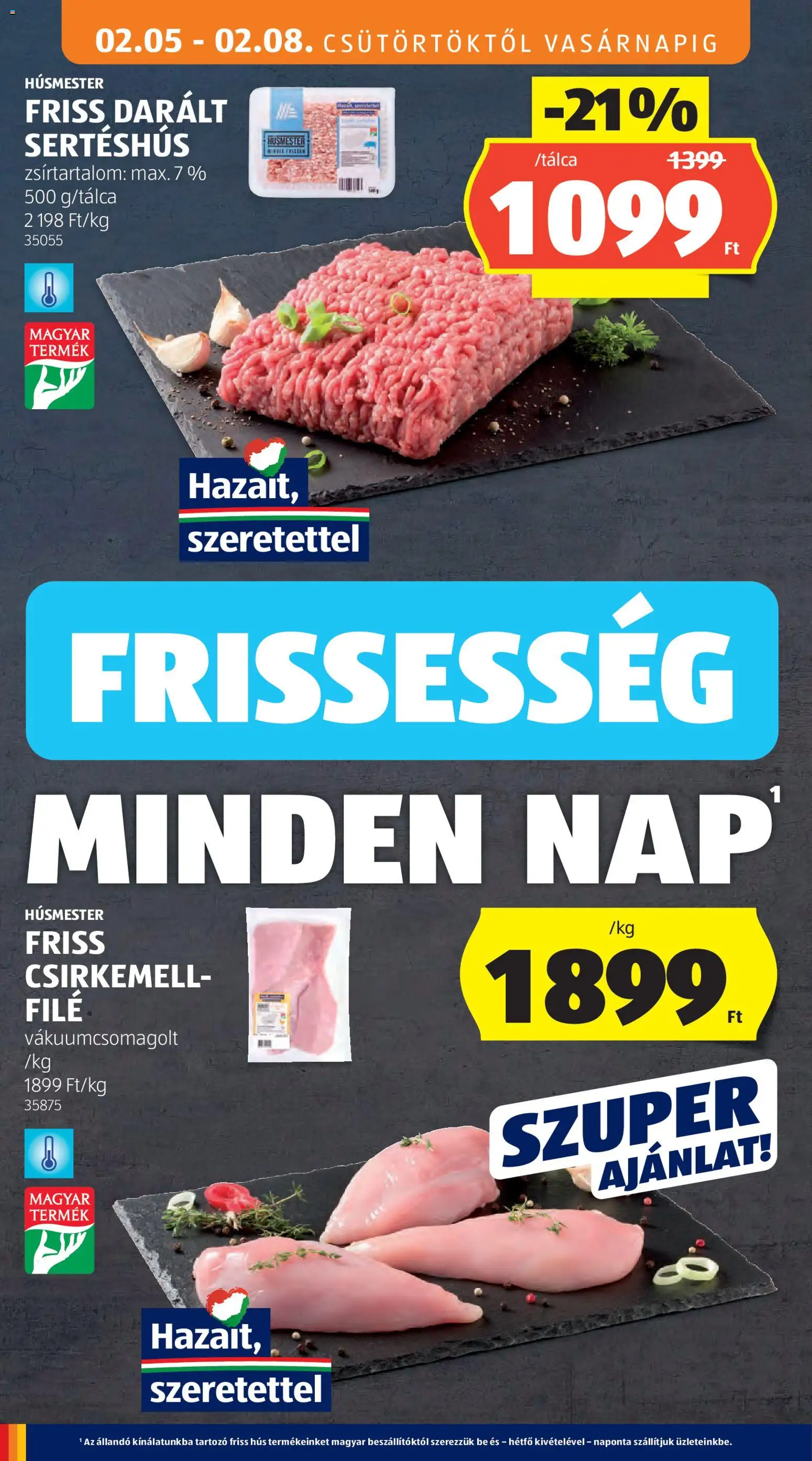 Aldi akciós ujság - amely érvényes a következő dátumtól: 05.02.2026 | Oldal: 14 | Termékek: Hús, Darált sertéshús, Sertéshús, Csirkemell