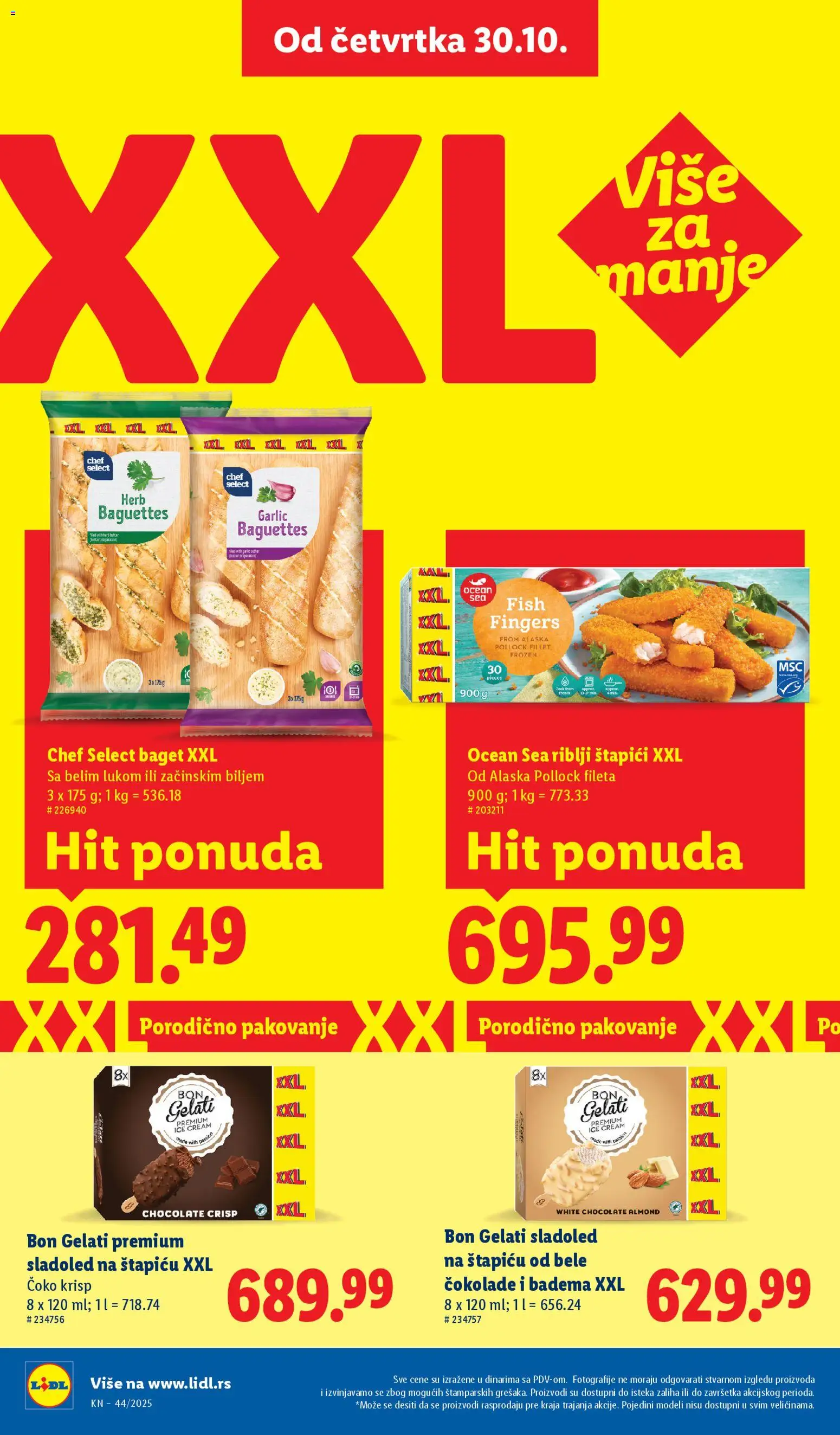Lidl katalog - važi od 30.10.2025 | Strana: 30 | Proizvode: Sladoled, Riblji štapići, Baget, Pakovanje