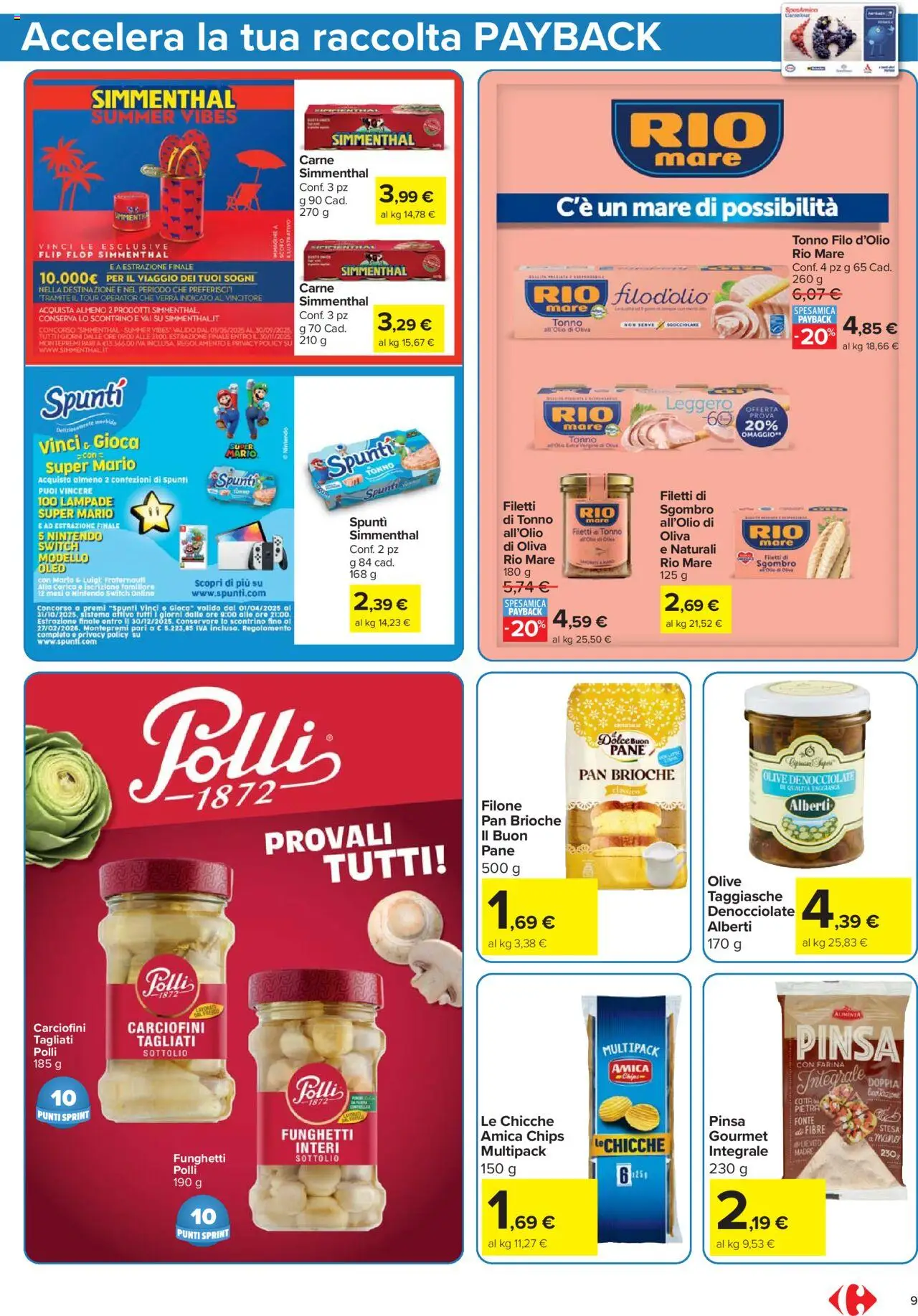 Volantino Carrefour del 21.08.2025 | Pagina: 9 | Prodotti: Pane, Olive, Farina, Gioco