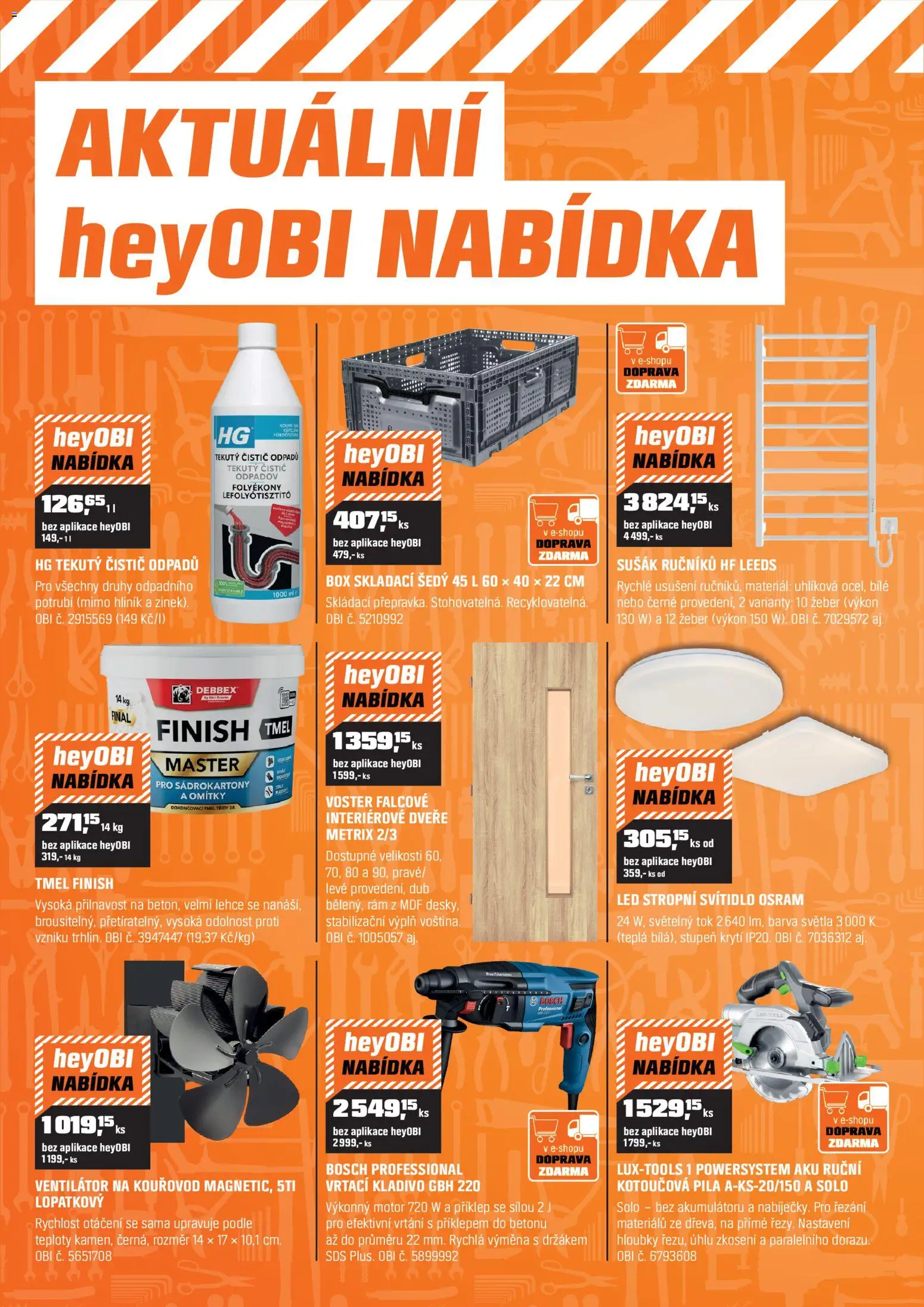 OBI leták od 01.01.2026 | Strana: 8 | Produkty: Kotoučová pila, Ventilátor, Kladivo, LED stropní svítidlo