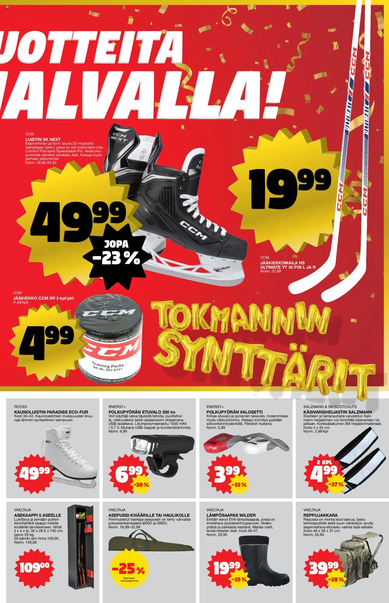 Tokmanni tarjoukset – voimassa 20.10.2025 alkaen | Sivu: 17 | Tuotteet: Jääkiekkomaila, Kaappi, Paristot, Voi