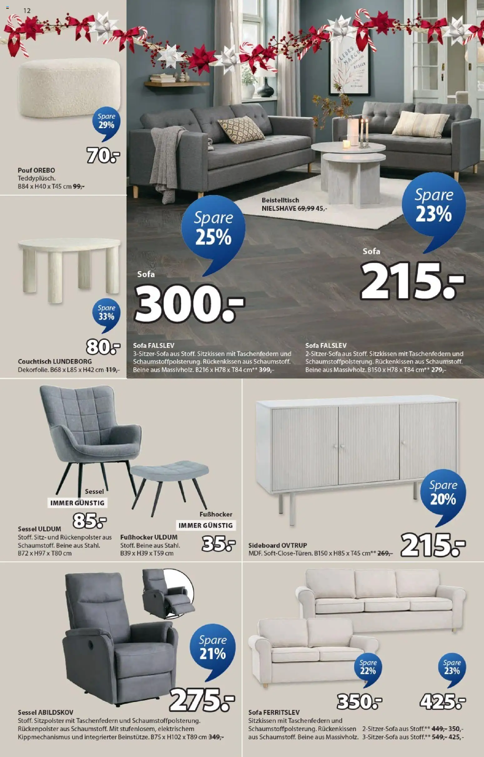 JYSK Angebote gültig ab 01.12.2025 | Seite: 12 | Produkte: Sofa, Sessel, Couchtisch