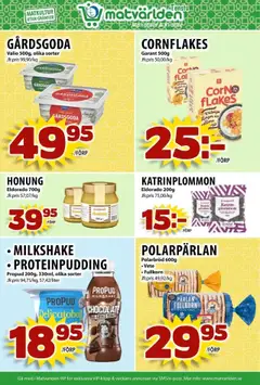Matvärlden reklamblad aktuell från 14.09.2025 | Sida: 5 | Produkter: Proteinpudding, Plommon, Smör, Flingor