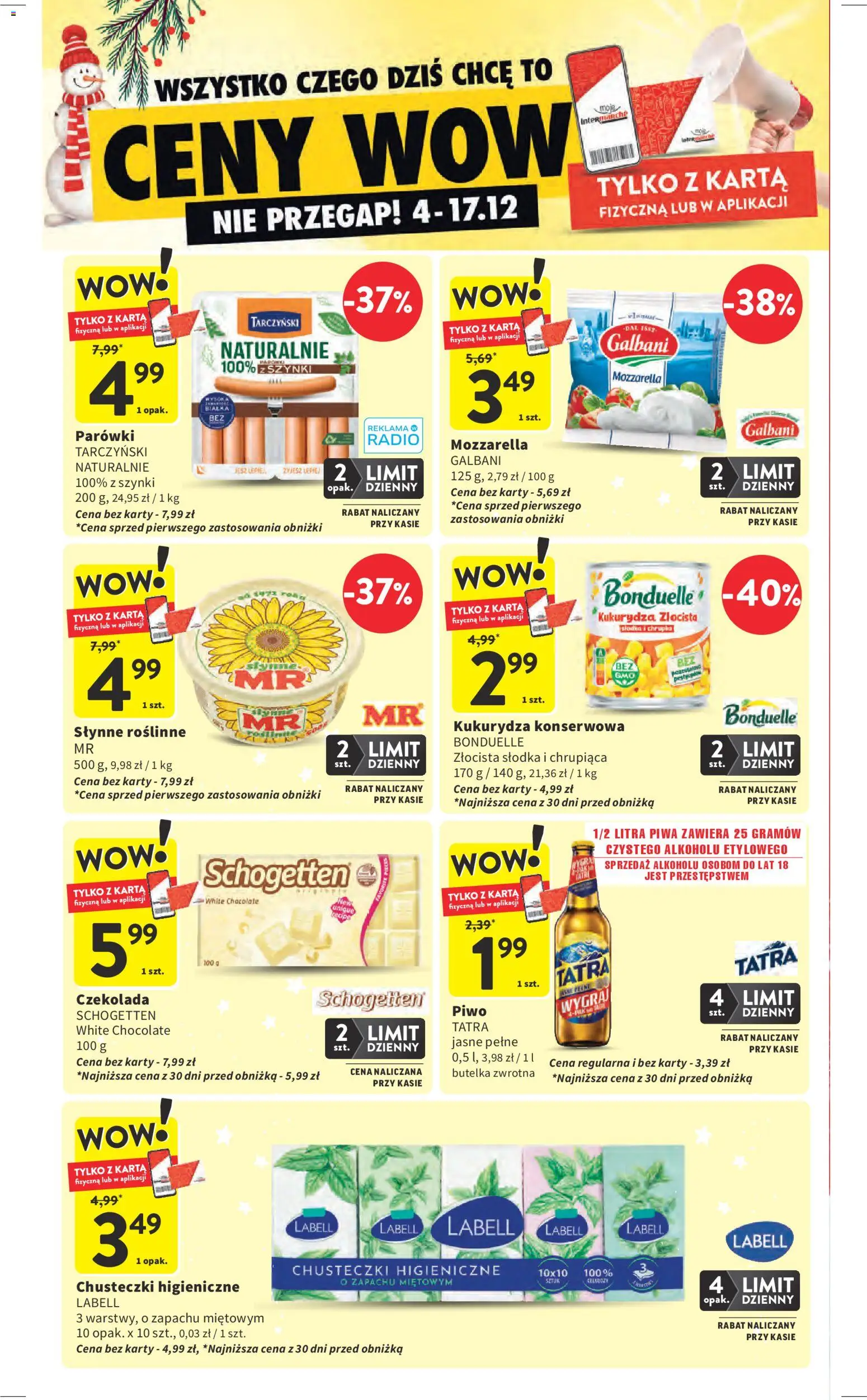 Intermarche Gazetka od 04.12.2025 | Strona: 12 | Produkty: Chusteczki higieniczne, Kukurydza, Parówki, Mozzarella