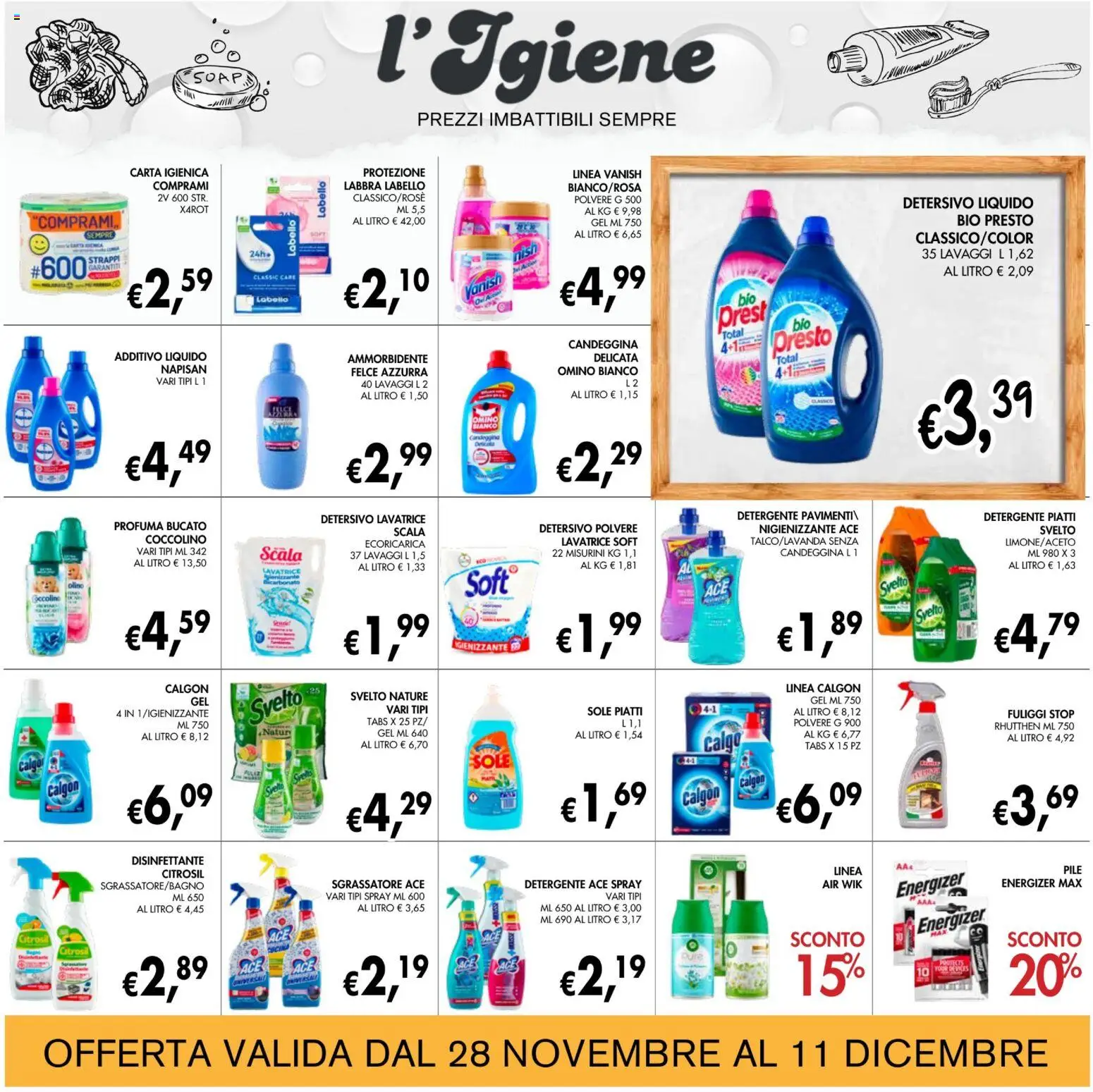 Volantino Coal del 28.11.2025 | Pagina: 27 | Prodotti: Pile, Detergente, Bicarbonato, Sgrassatore