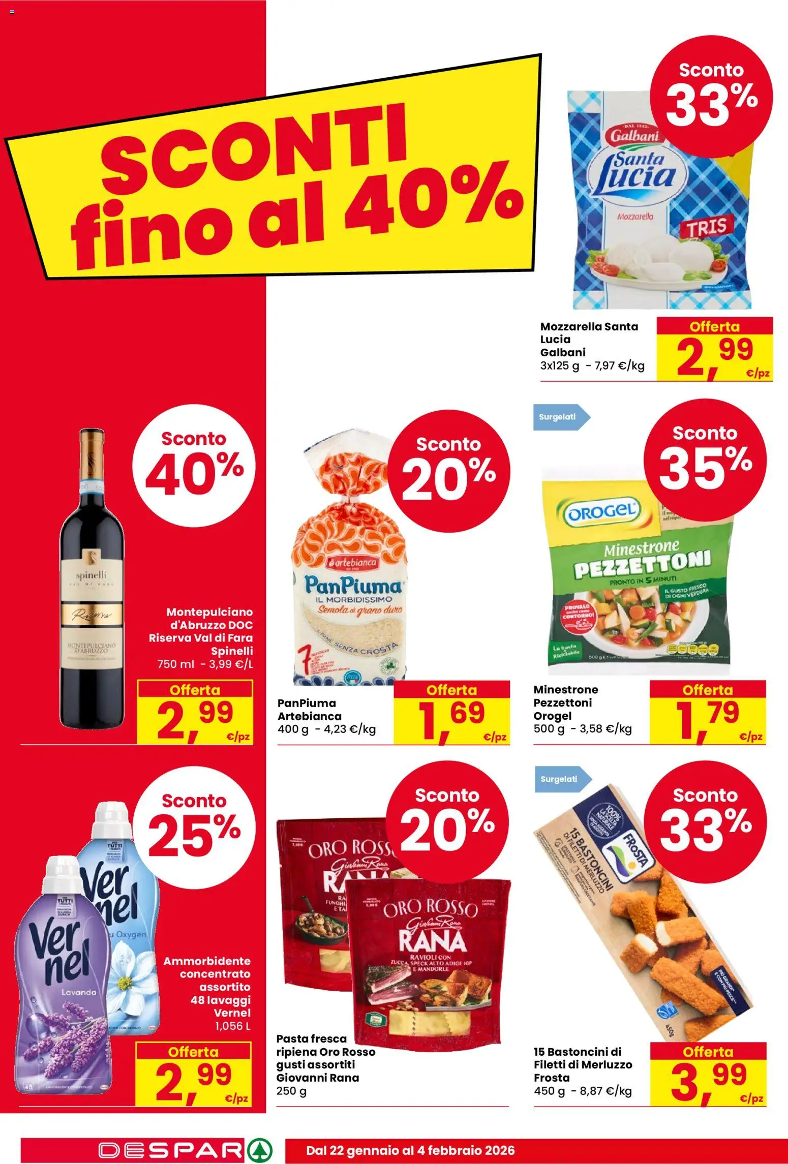 Volantino Despar del 22.01.2026 | Pagina: 4 | Prodotti: Merluzzo, Mandorle, Funghi, Lavanda