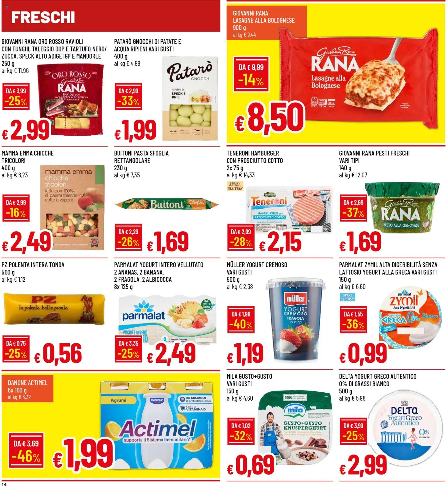 Volantino Famila del 26.02.2026 | Pagina: 14 | Prodotti: Patate, Acqua, Pesto, Hamburger