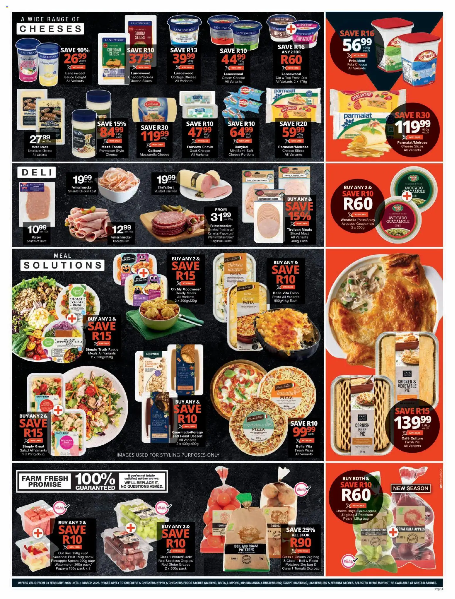 New Checkers catalogue – valid from 23.02.2026 | Page: 3 | Products: Pears, Salad, Potatoes, Fruit