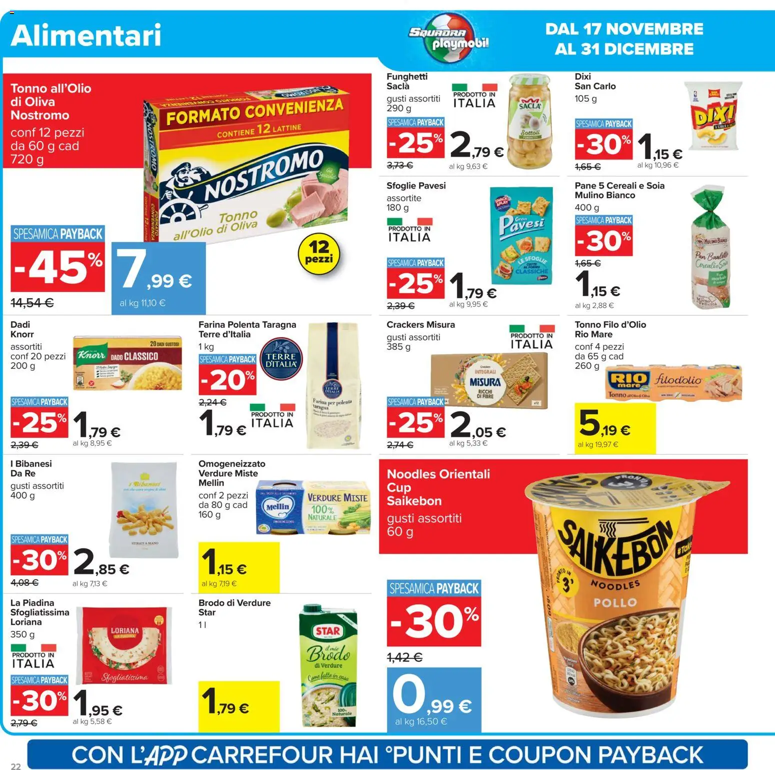 Volantino Carrefour del 17.11.2025 | Pagina: 22 | Prodotti: Pane, Cereali, Piadina, Tonno