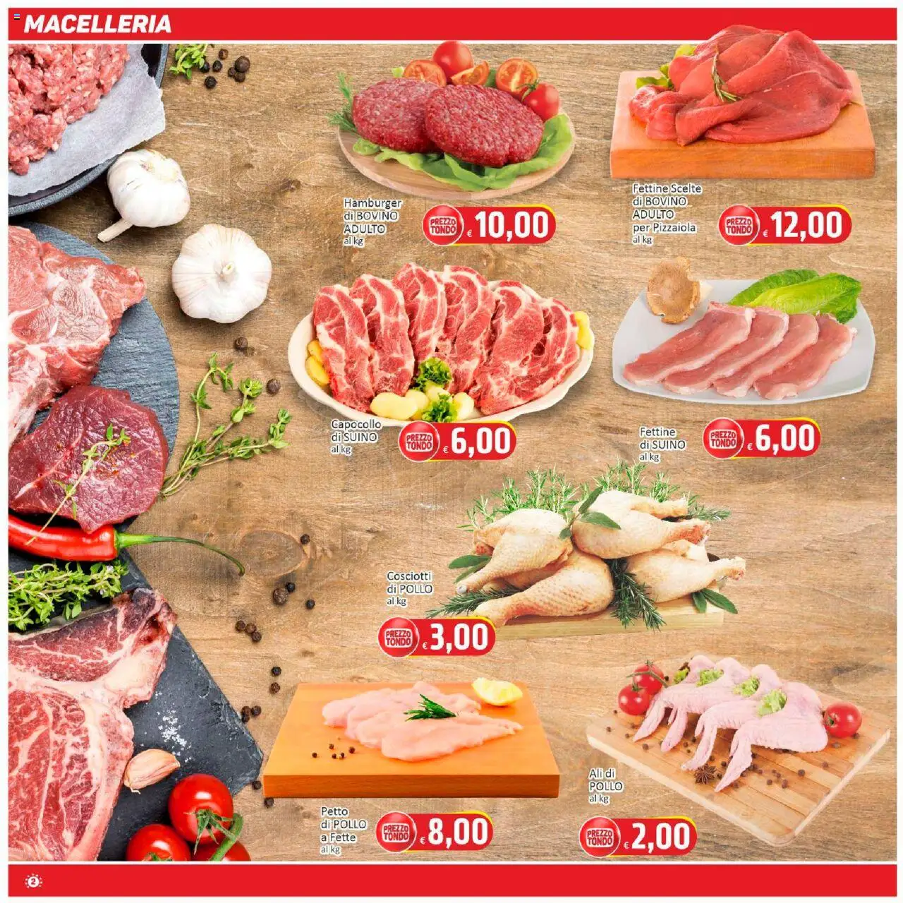 Volantino Paghi Poco del 29.09.2025 | Pagina: 2 | Prodotti: Bovino, Petto di Pollo, Suino, Hamburger