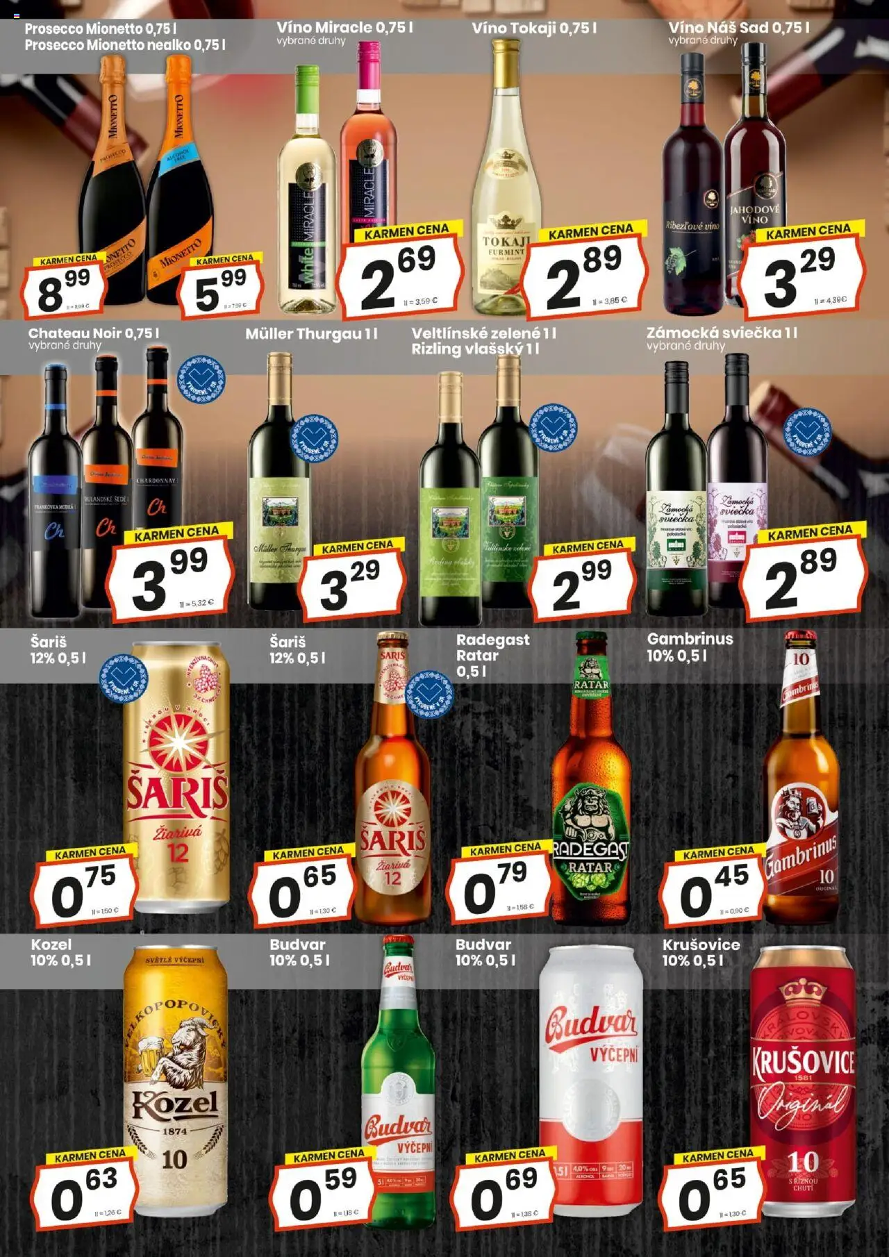 Nové KARMEN CBA akcie – leták je platný od 16.10.2025 | Strana: 13 | Produkty: Víno, Prosecco, Krušovice, Šariš