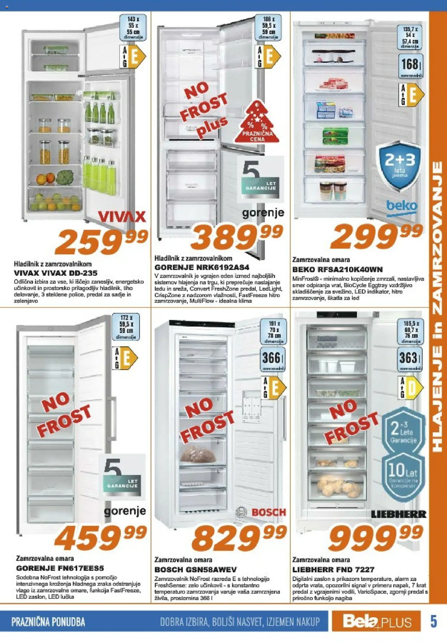 Novi Bela plus katalog ponudbe – veljaven od 15.12.2025 | Stran: 5 | Izdelki: Hladilnik, Zamrzovalnik, Omara, Sadje