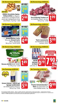 Gut & Günstig Trauben rot, aus Südafrika, Klasse I, kernlos, 500 g ab 20.04.2026 gültig | Seite: 46 | Produkte: Activia, Trauben, Spargel, Räucherlachs