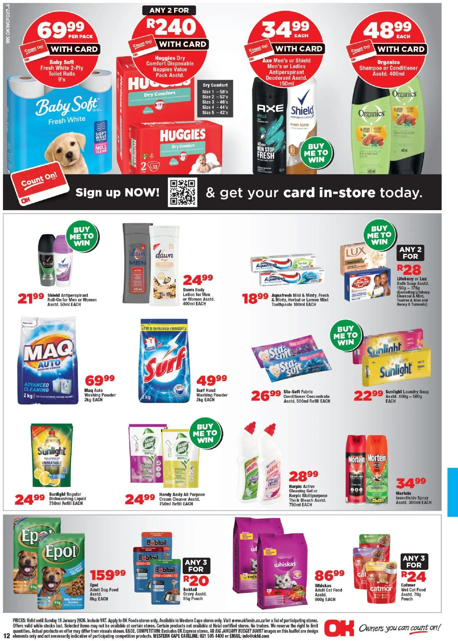 New OK Foods catalogue – valid from 05.01.2026 | Page: 12 | Products: Chicken, Washing powder, Lemon, Cat food