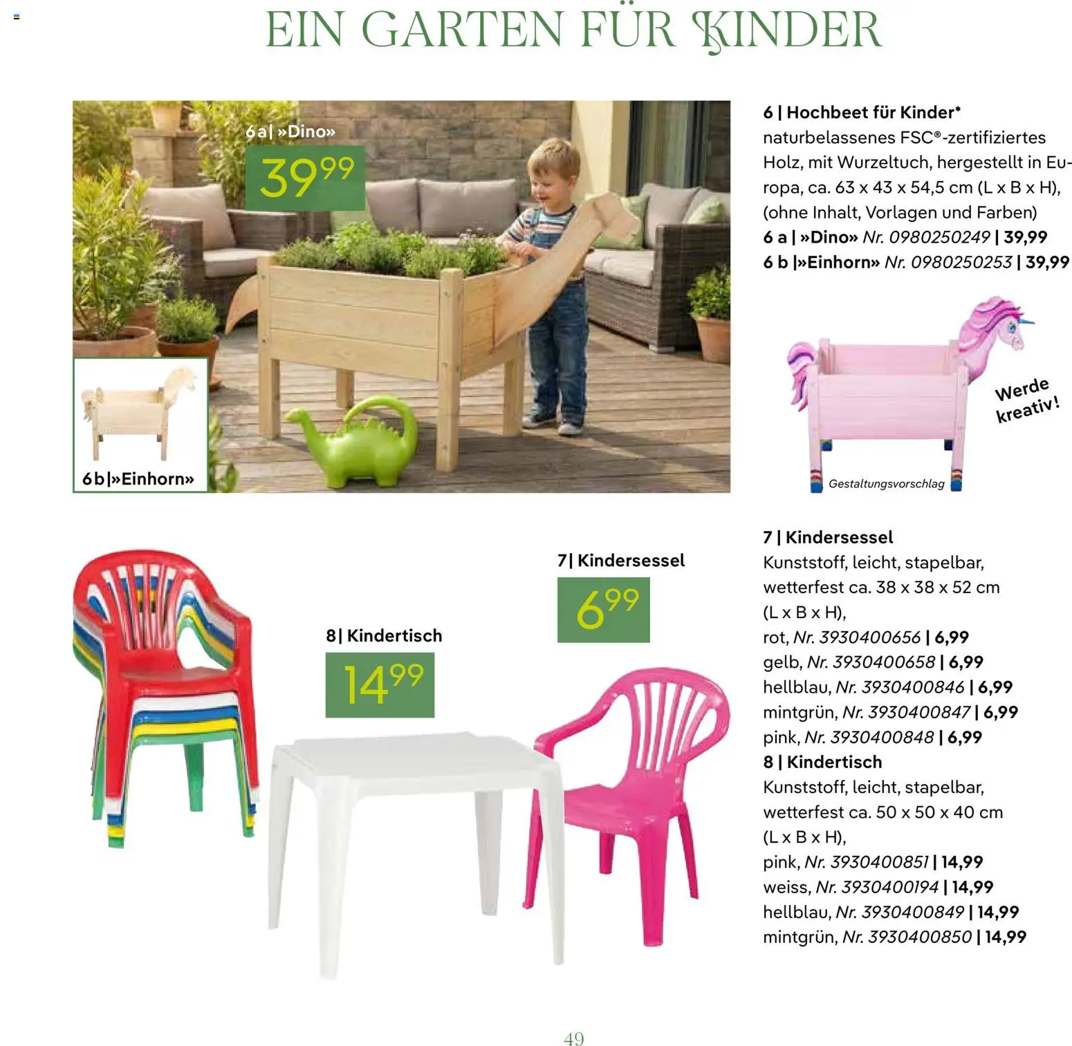 Pflanzen-Kölle GARTENMÖBEL 2026 – gültig ab 07.03.2026 | Seite: 49 | Produkte: Hochbeet, Kindersessel