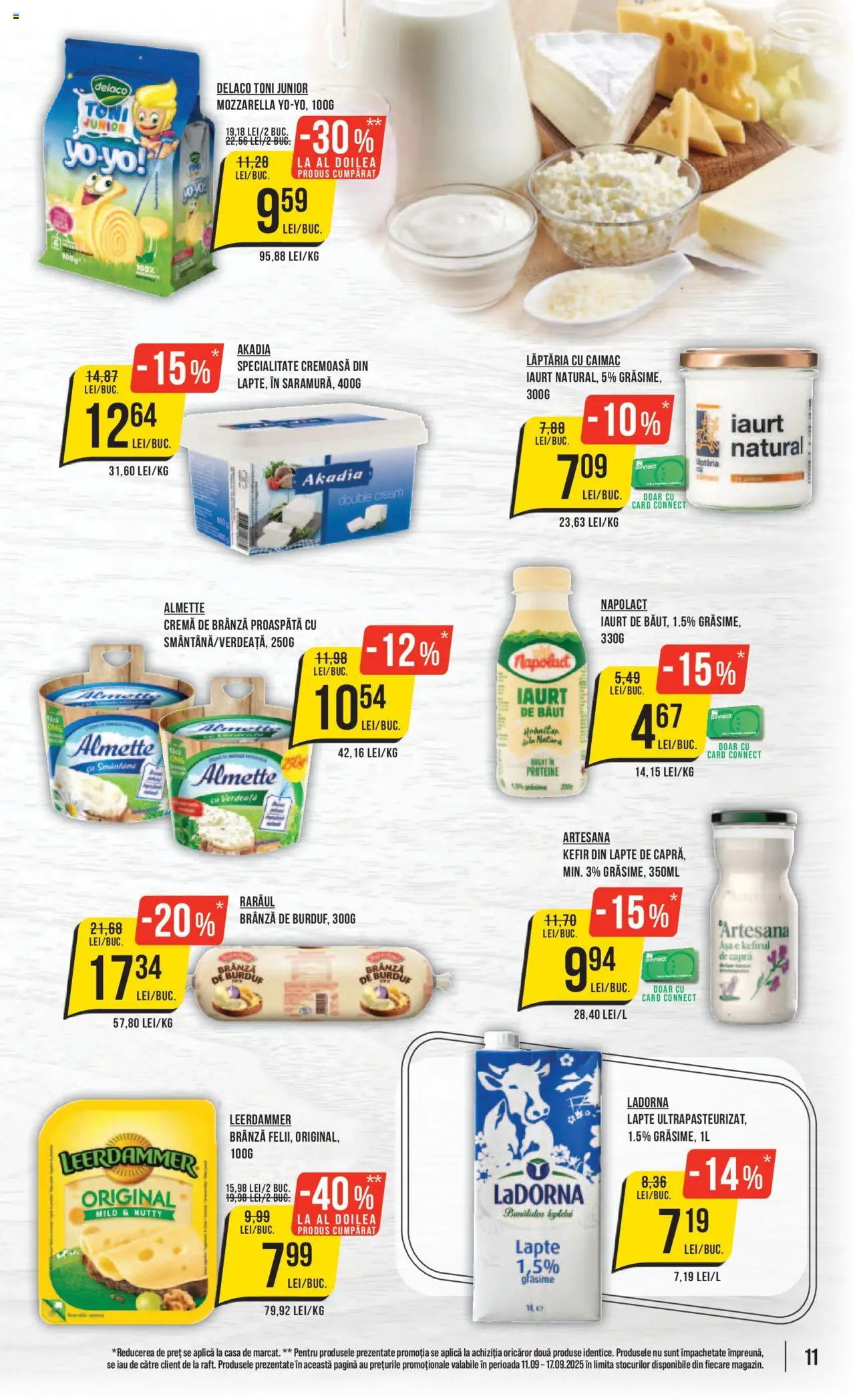 Noul catalog Mega Image – valabil de la 11.09.2025 | Pagină: 11 | Produse: Light Kedi Konservesi, Lapte, Brânză, Iaurt