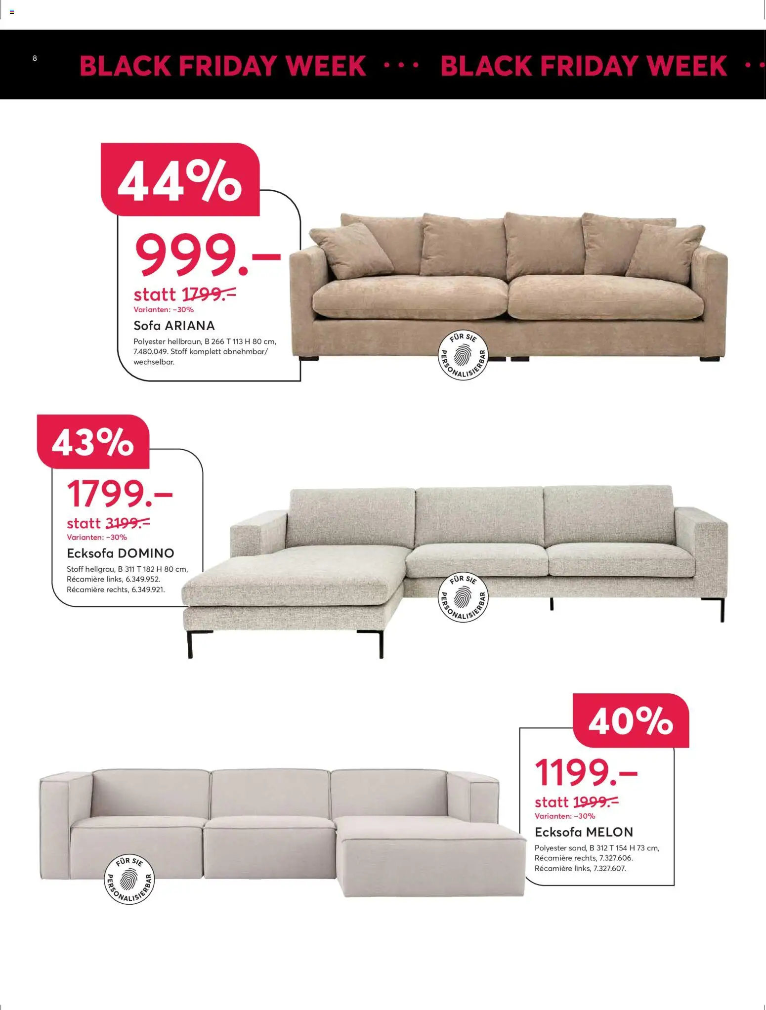 Livique - Black Friday – gültig ab 19.11.2025 | Seite: 8 | Produkte: Sofa, Ecksofa