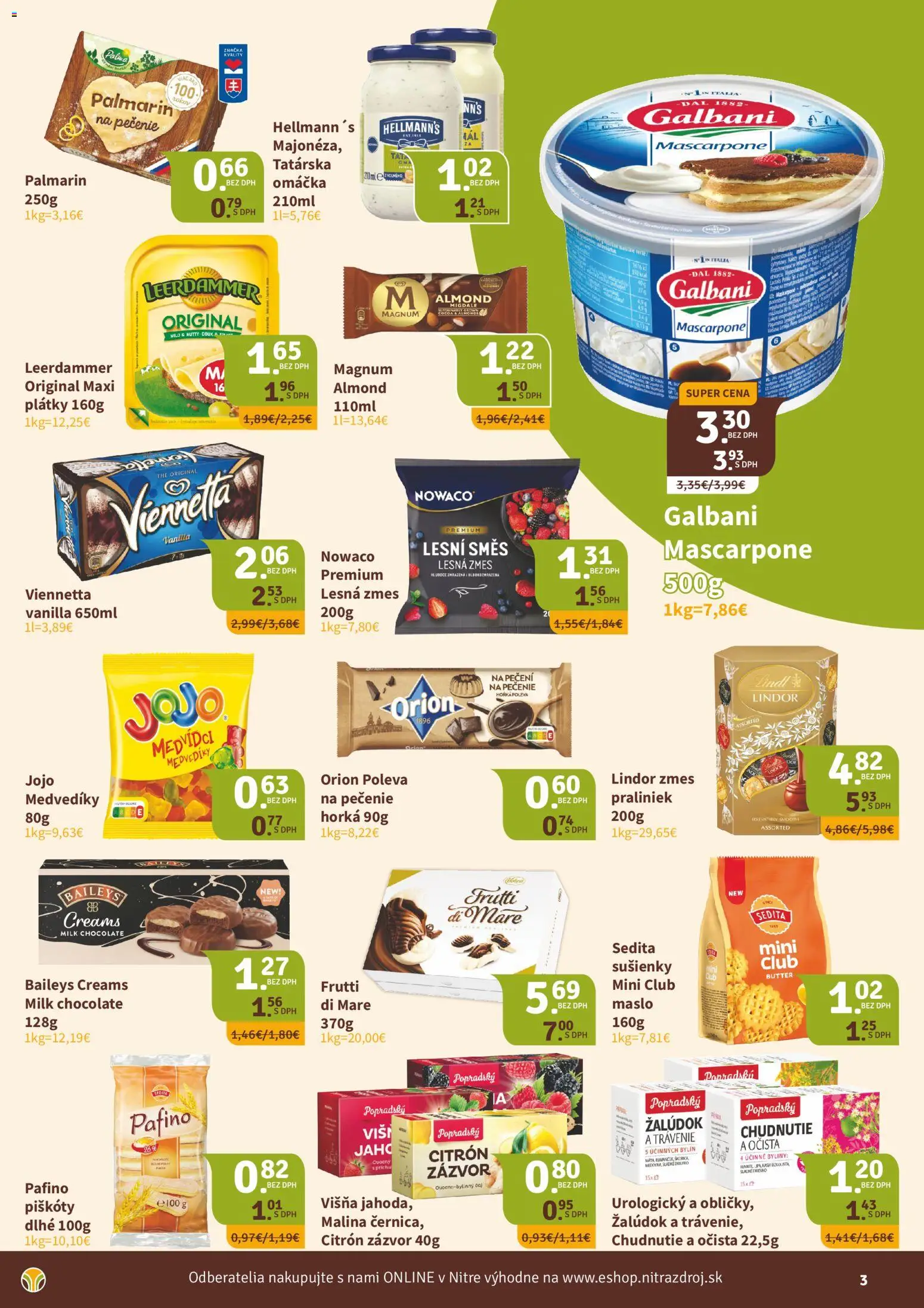 Nové Nitrazdroj akcie – leták je platný od 18.03.2026 | Strana: 3 | Produkty: Maslo, Palmarin, Magnum, Baileys