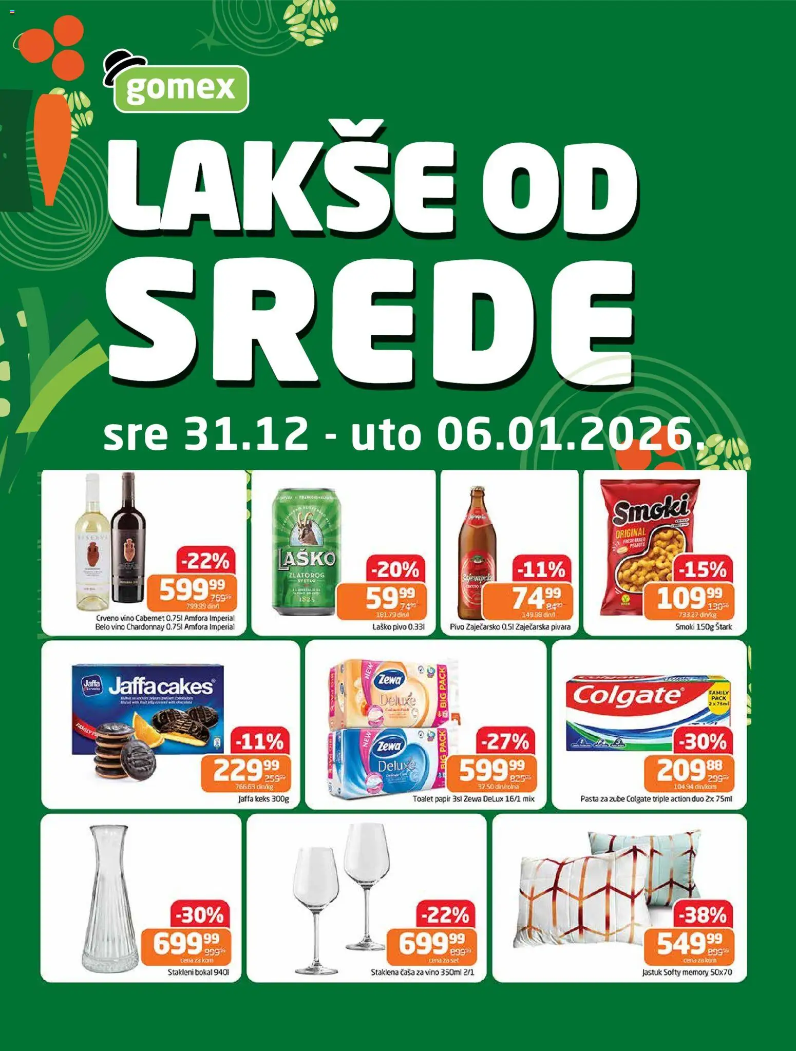 Gomex katalog - važi od 31.12.2025 | Strana: 1 | Proizvode: Smoki, Crveno vino, Belo vino, Pasta za zube
