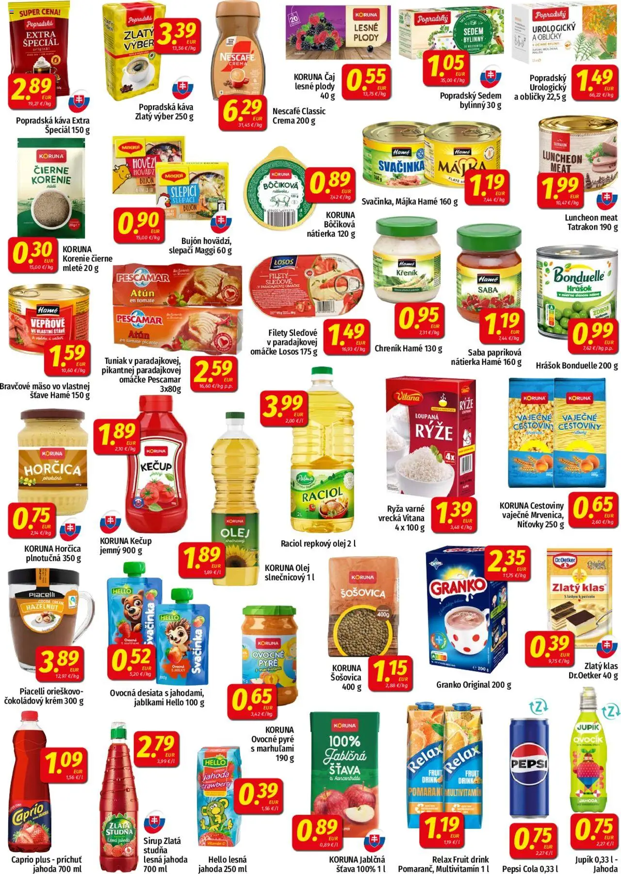 Nové Koruna akcie – leták je platný od 12.09.2025 | Strana: 3 | Produkty: Olej, Tuniak, Čaj, Zlatý klas