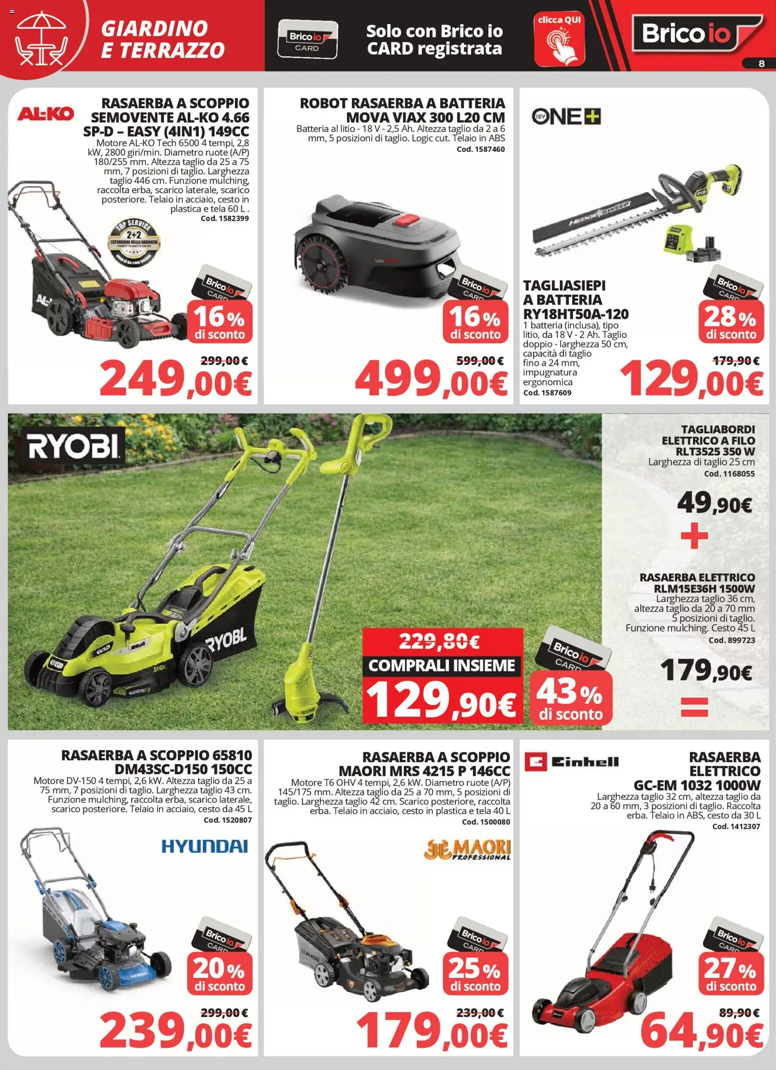 Volantino Brico io del 02.04.2026 | Pagina: 8 | Prodotti: Top, Rasaerba, Robot, Batteria