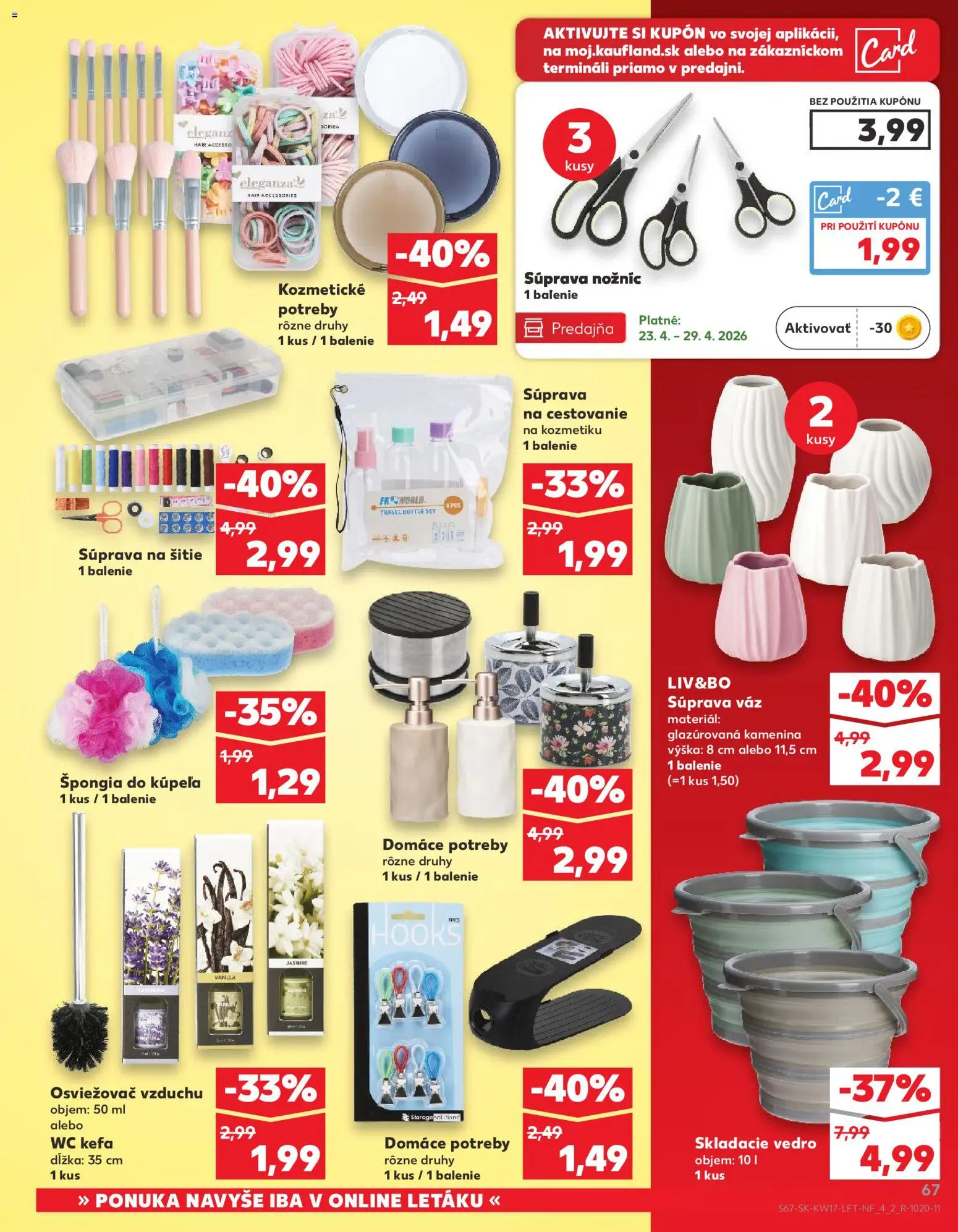 Nové Kaufland akcie – leták je platný od 23.04.2026 | Strana: 67 | Produkty: Osviežovač vzduchu, Wc, Kefa