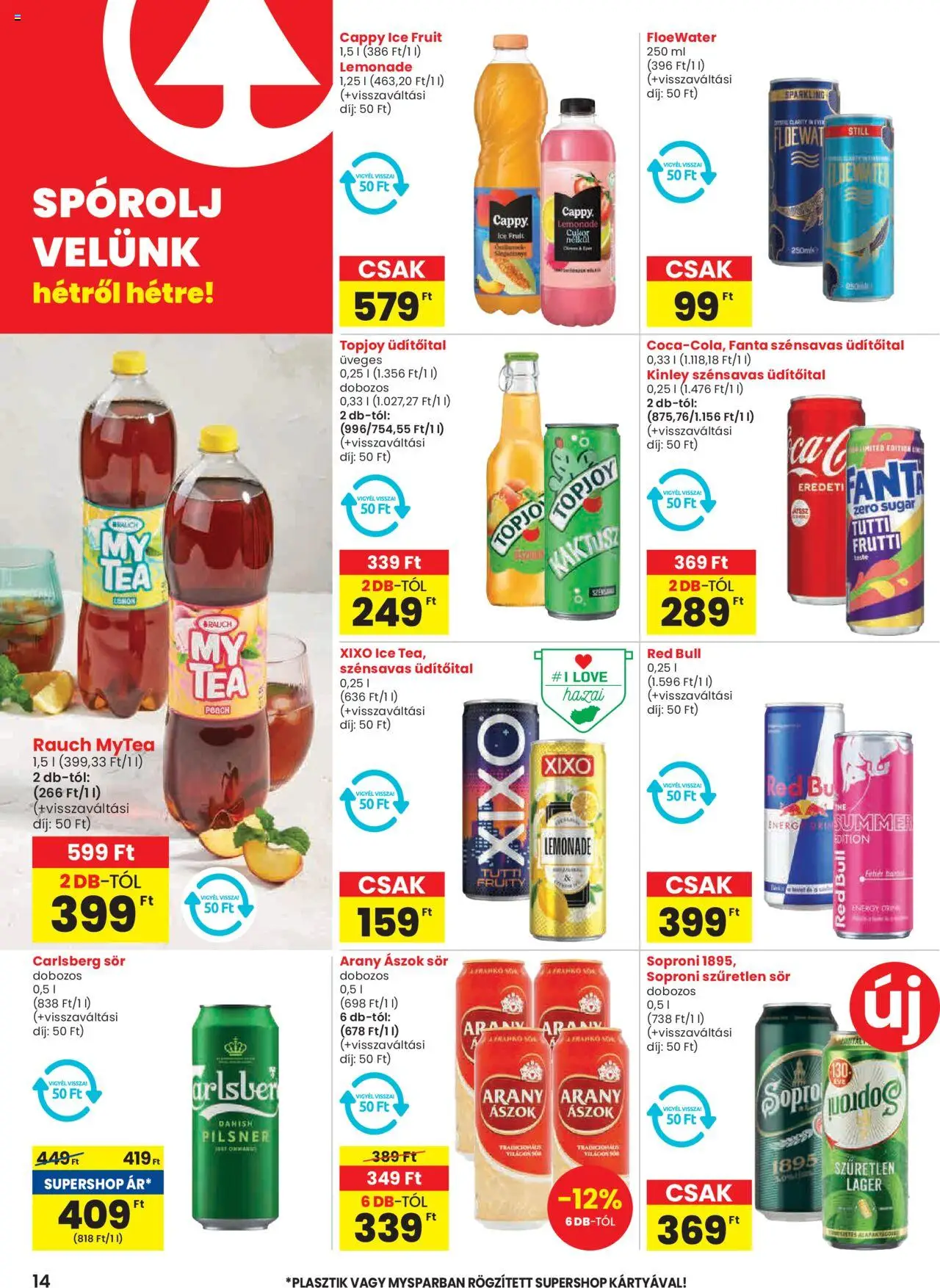 Spar akciós ujság - amely érvényes a következő dátumtól: 29.05.2025 | Oldal: 14 | Termékek: Fanta, Arany ászok, Red bull, Sör