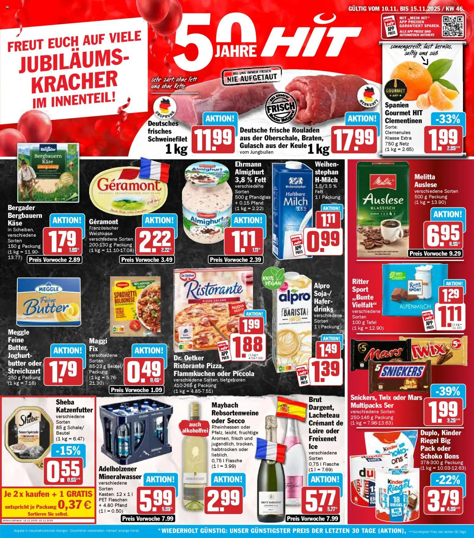 HIT - Bayern – gültig ab 10.11.2025 | Seite: 1 | Produkte: Ristorante, Katzenfutter, Butter, Gulasch