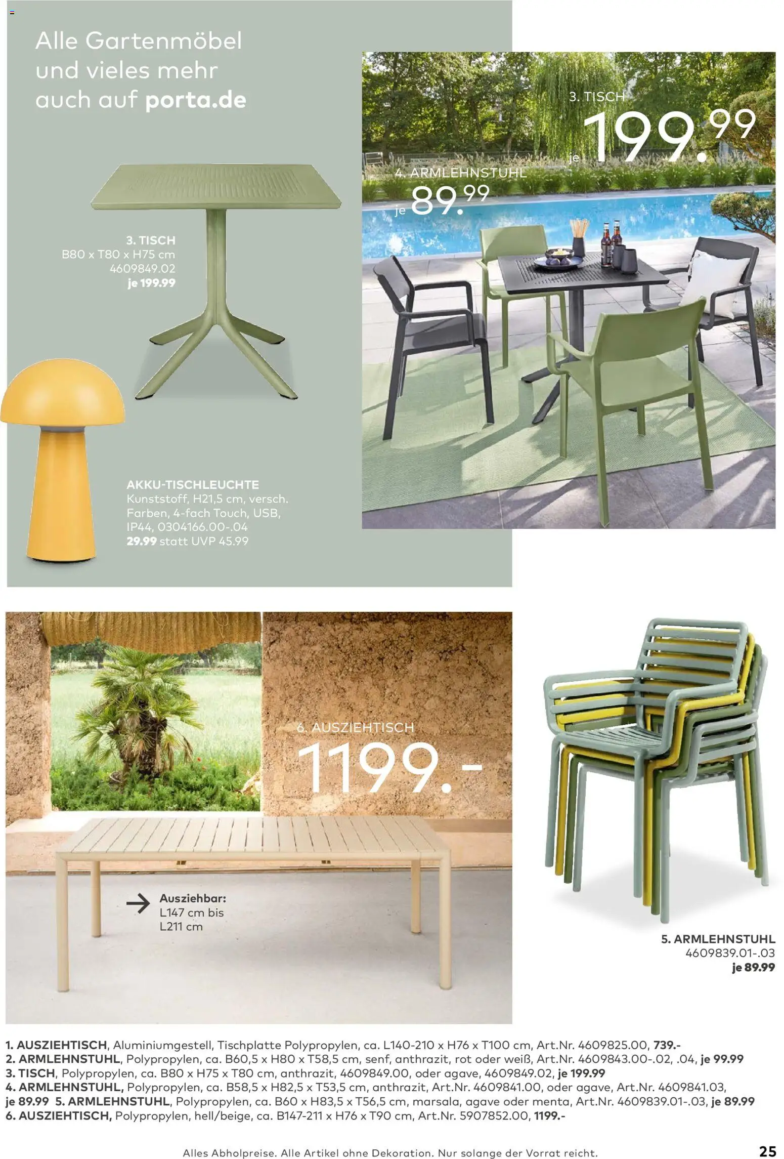 Porta! Gartenmöbel Katalog – gültig ab 01.03.2026 | Seite: 25 | Produkte: Tisch, Gartenmöbel