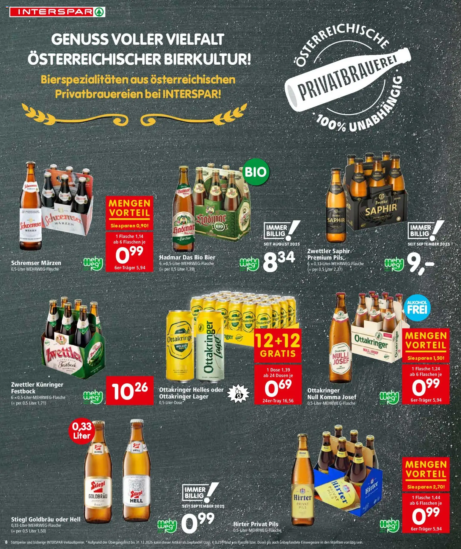 Interspar Flugblatt - Wien gültig ab 27.11.2025 | Seite: 9 | Produkte: Bier