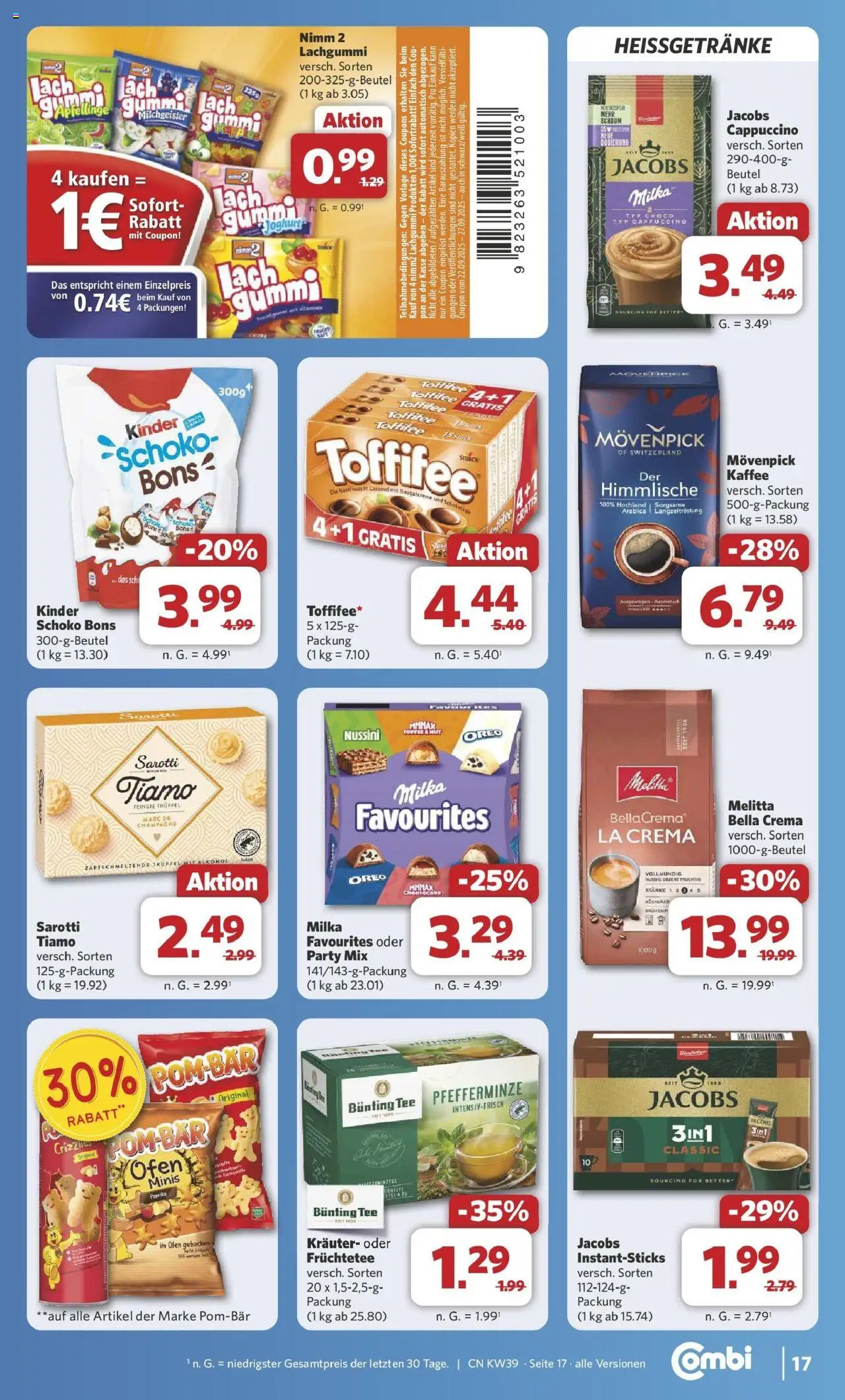 Combi Prospekt Twistringen	 – gültig ab 21.09.2025 | Seite: 21 | Produkte: Melitta, Ofen, Milka, Paprika