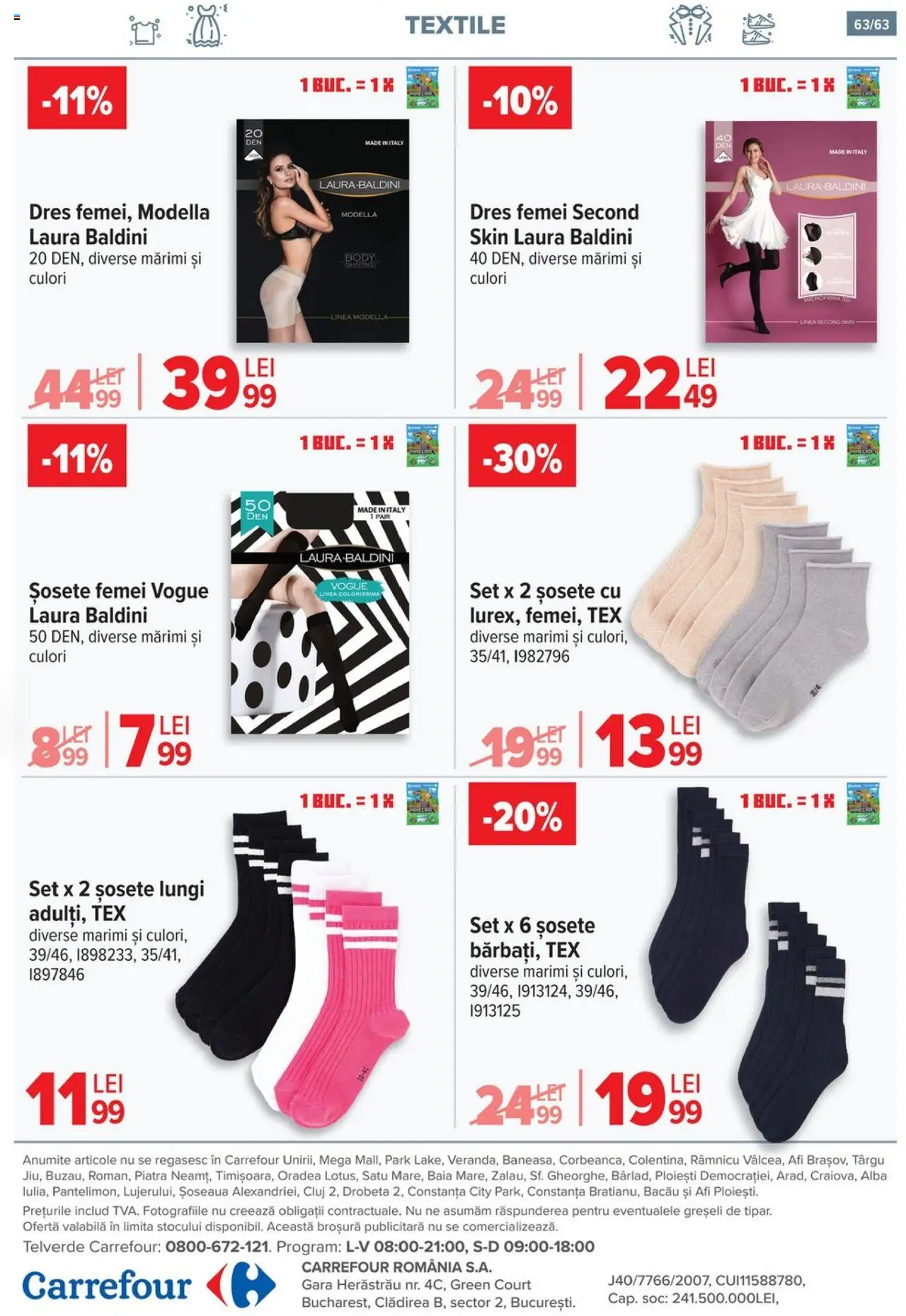 Noul catalog Carrefour – valabil de la 17.09.2025 | Pagină: 63 | Produse: Body, Șosete