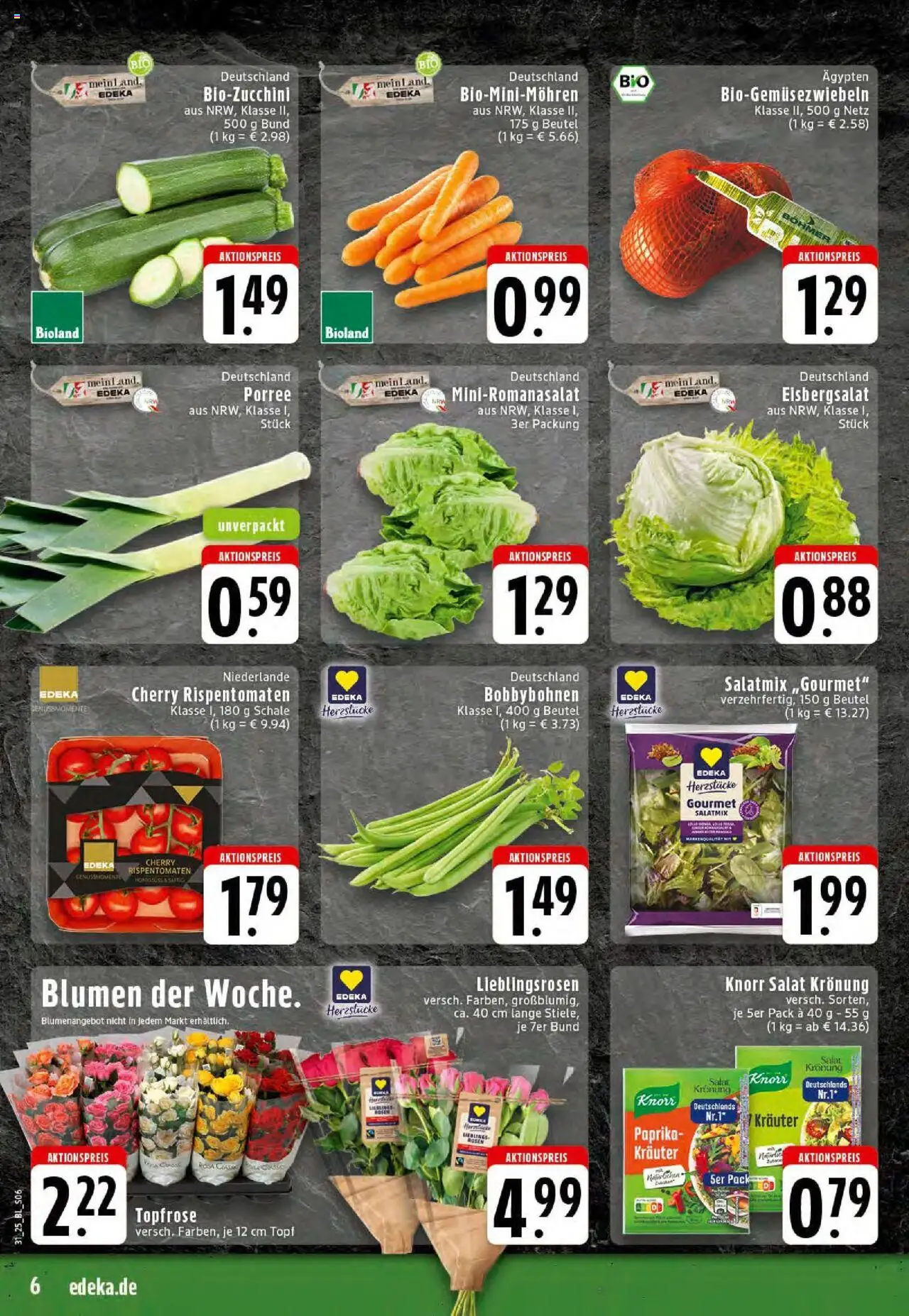 Edeka prospekt Rheine	 - gültig ab dem 27.07.2025 | Seite: 6 | Produkte: Blumen, Eisbergsalat, Knorr, Paprika