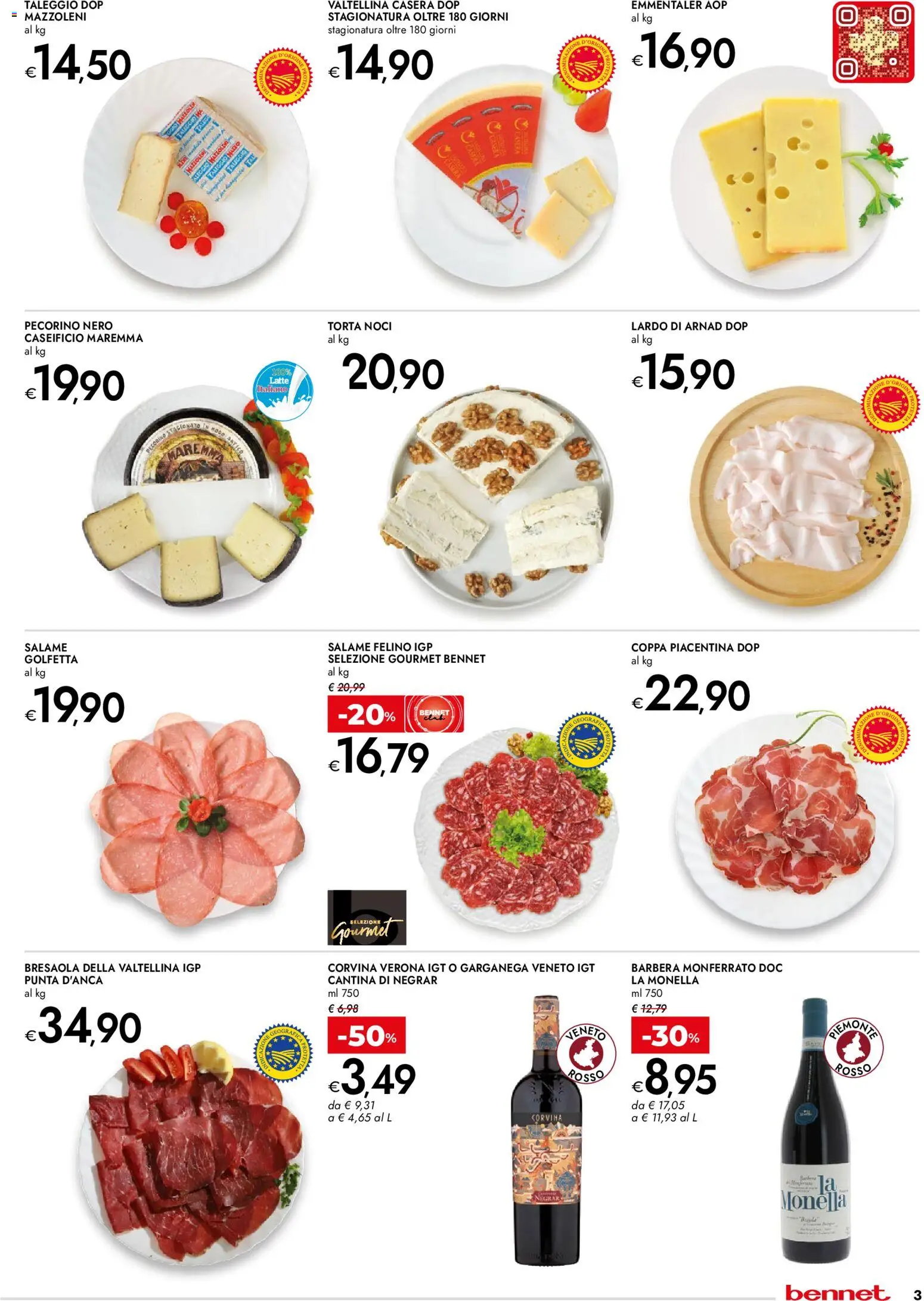 Volantino bennet del 18.12.2025 | Pagina: 3 | Prodotti: Salame, Latte, Torta, Pecorino