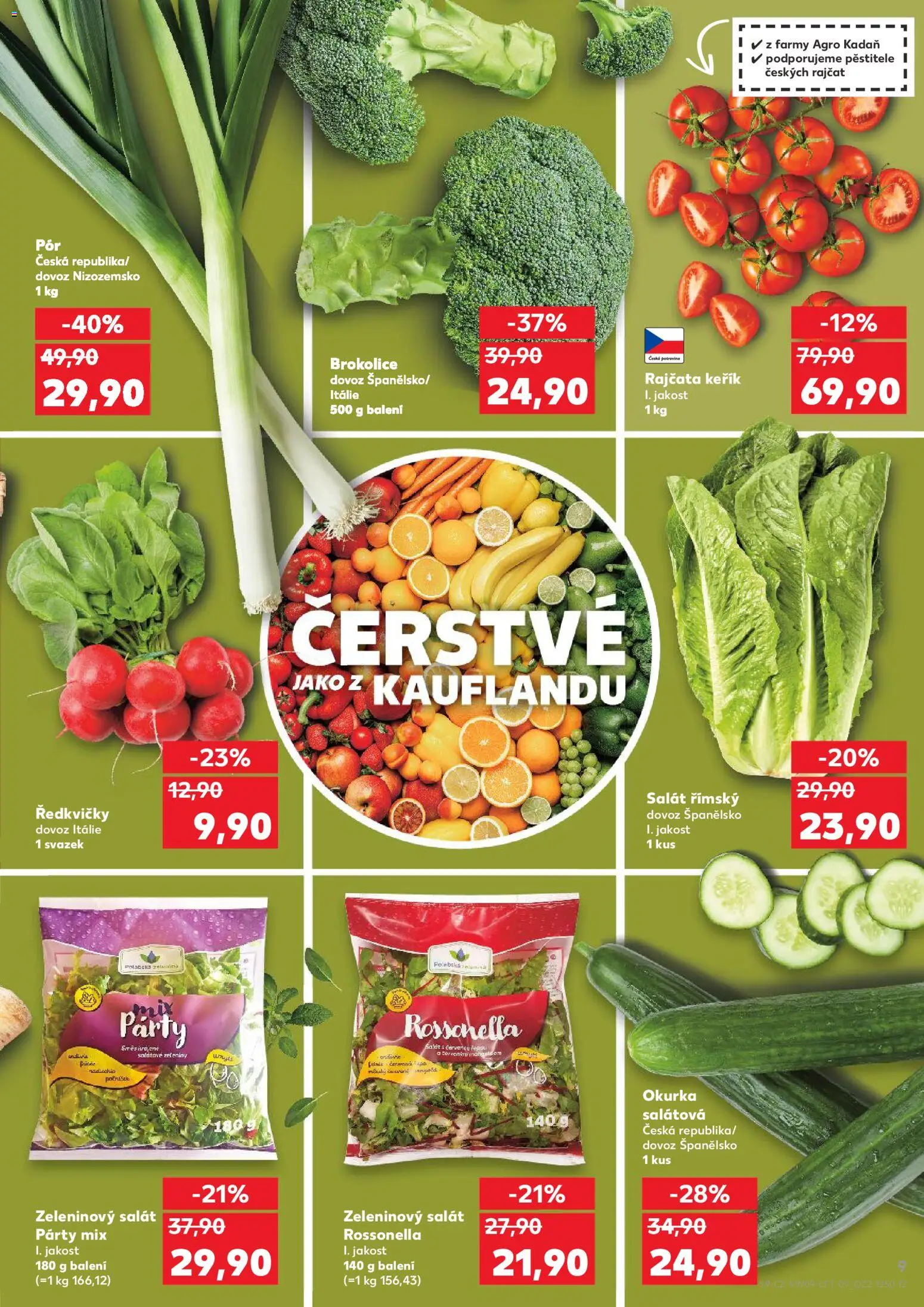 Kaufland leták - Chomutov od 25.02.2026 | Strana: 9 | Produkty: Rajčata, Salát, Brokolice, Ředkvičky