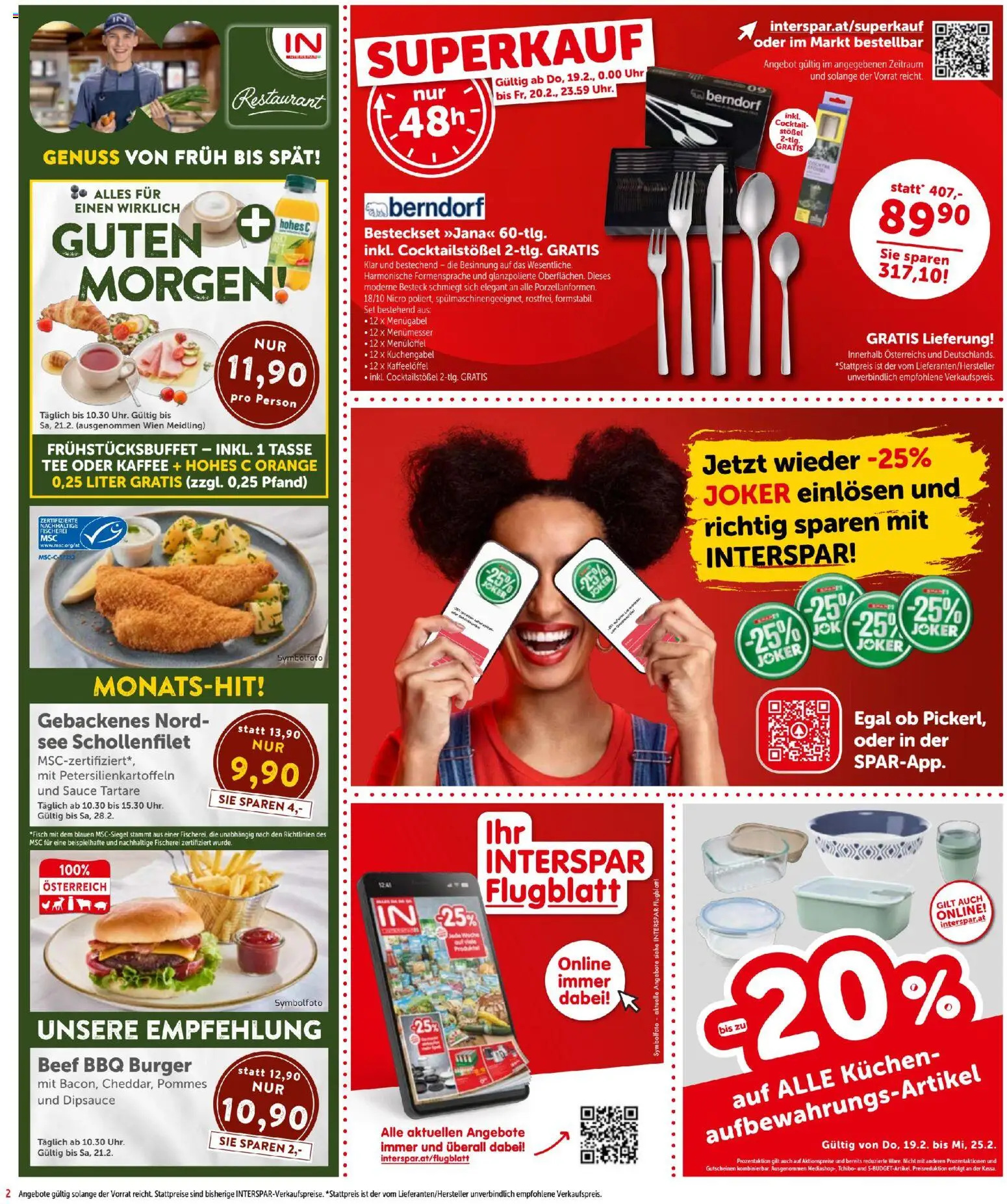 Interspar Flugblatt gültig ab 19.02.2026 | Seite: 2 | Produkte: Uhr, Kaffee, Fisch, Tee